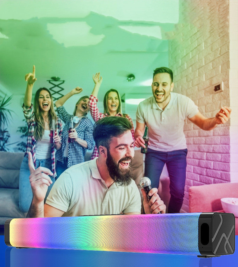 Computer game speakers featuring RGB lighting and powerful bass, designed for immersive gaming experiences.