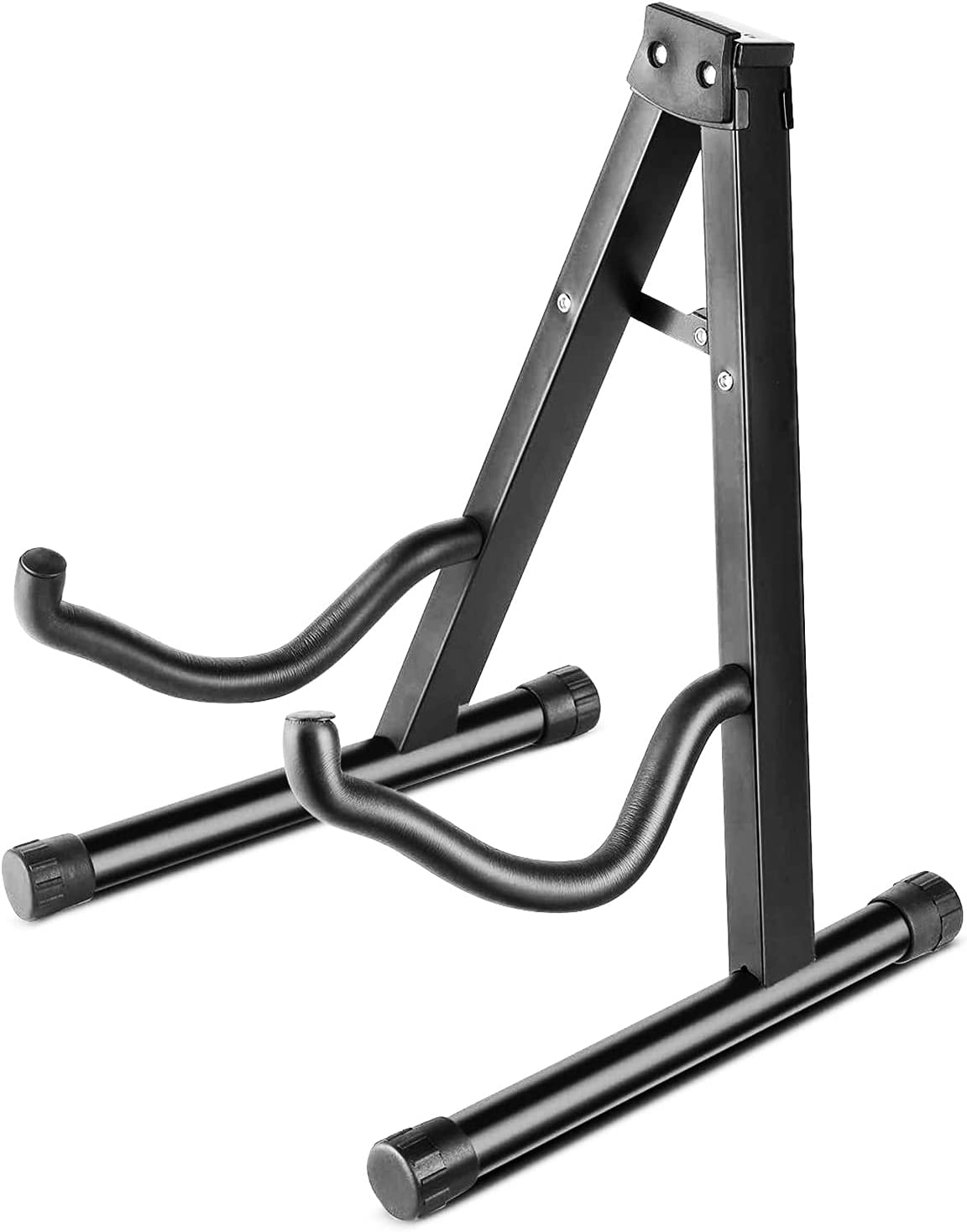 5 Core Folding A-Frame Guitar Stand showcasing its adjustable design and sturdy construction, suitable for various guitar types.