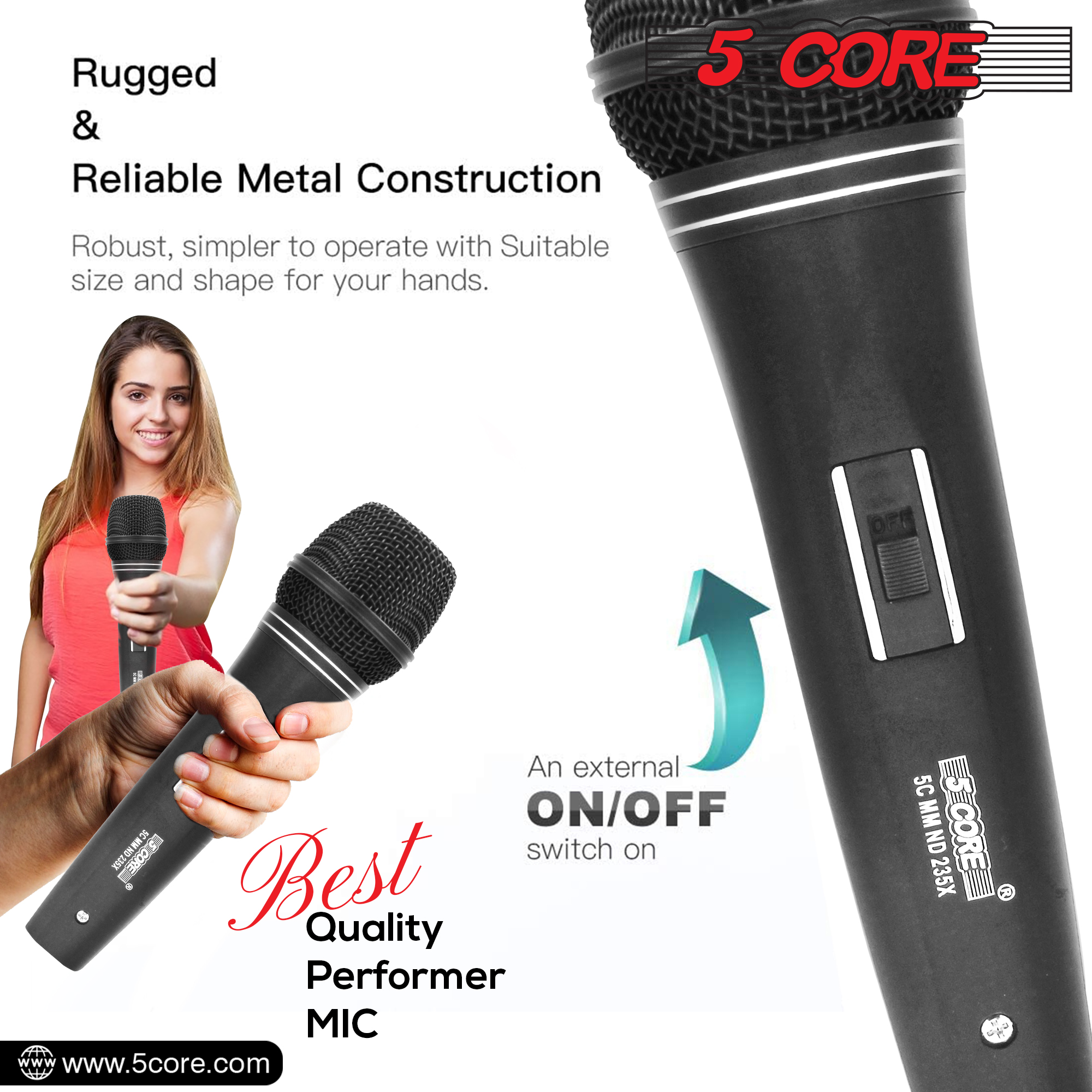 Dynamic Mic XLR Audio Cardiod Vocal Karaoke Singing ND 235X, featuring a robust design and high-quality mesh head for superior sound capture.