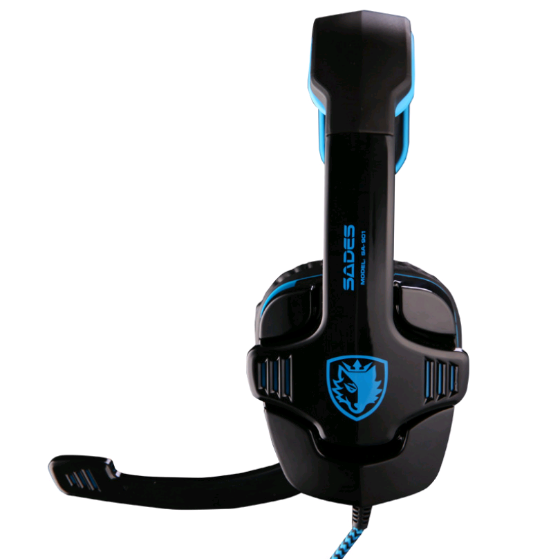 High Quality Computer Gaming Sports Headset with dynamic sound, comfortable protein skin earmuffs, and a braided wire for durability.