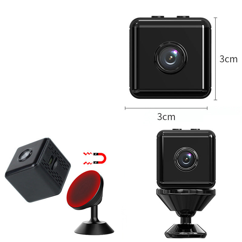 Outdoor sports wifi camera with 1080p resolution, compact design, and included accessories for home security.