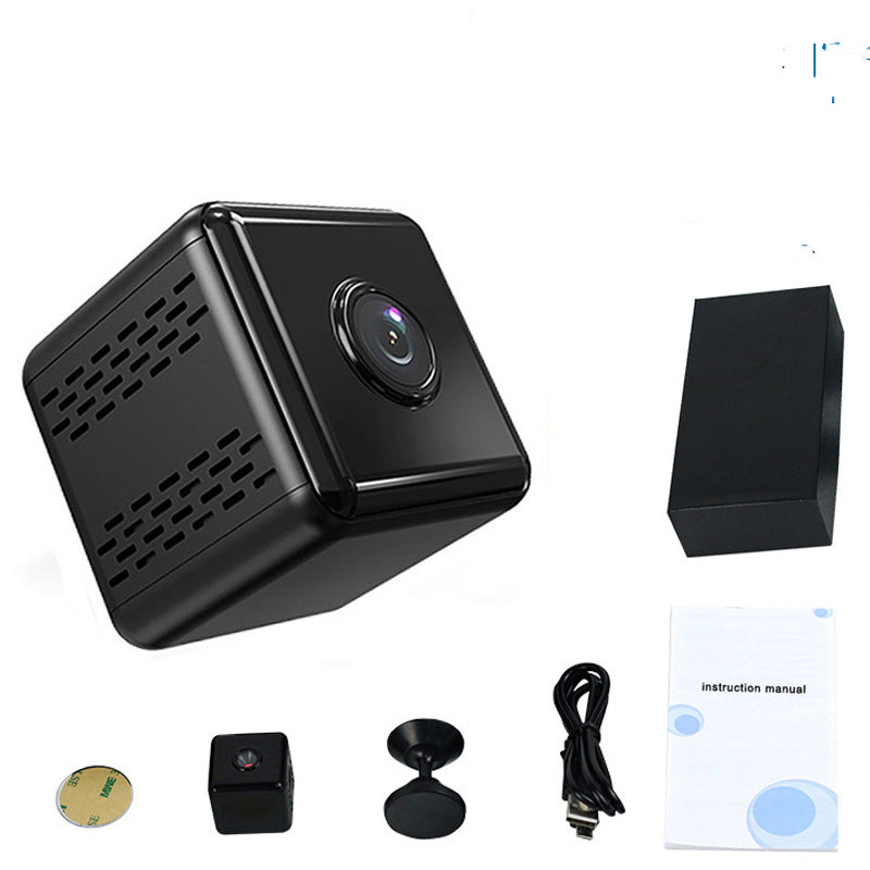 Outdoor sports wifi camera with 1080p resolution, compact design, and included accessories for home security.