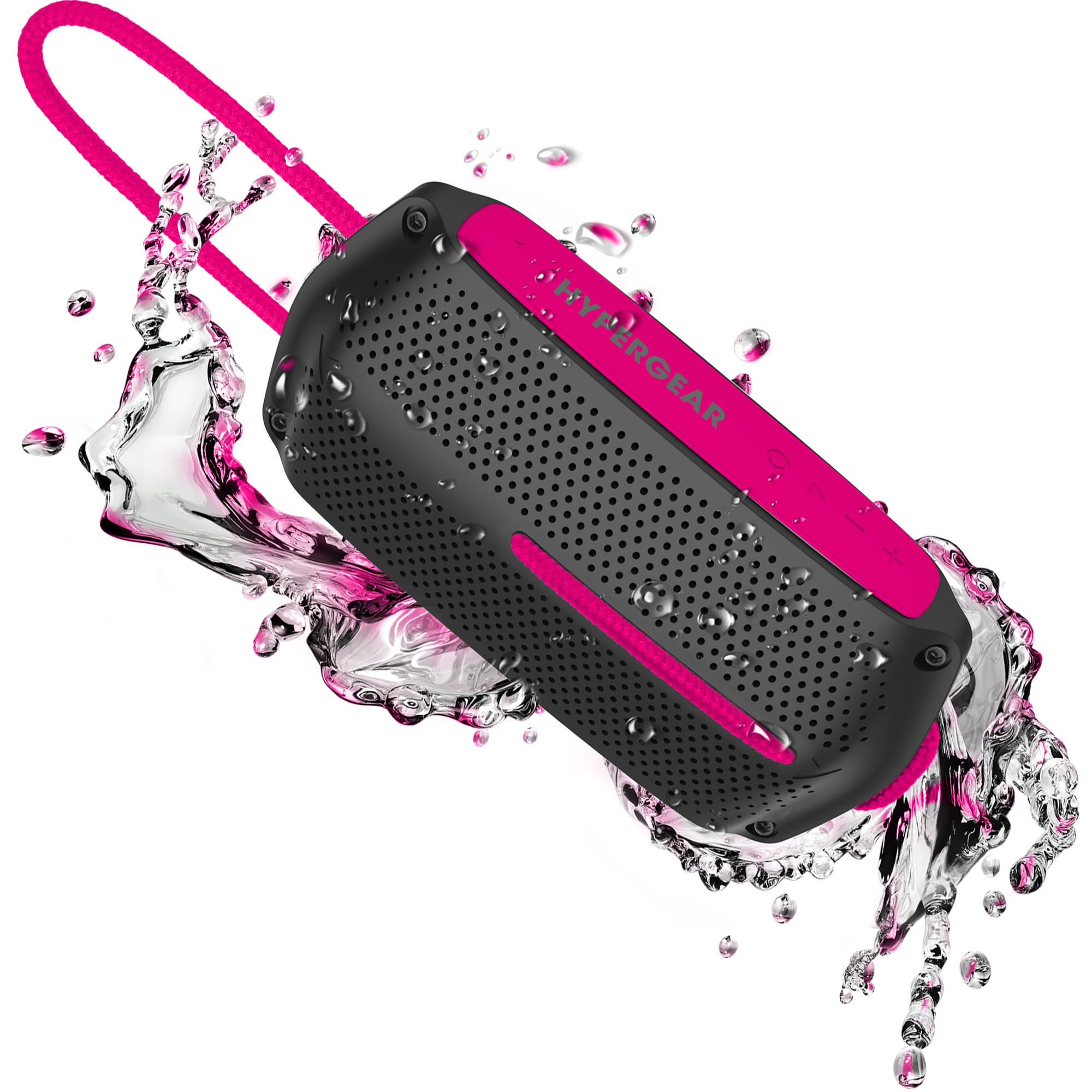 HyperGear Wave Water Resistant Wireless Speaker in a vibrant color, showcasing its compact design and waterproof features, ideal for outdoor adventures.