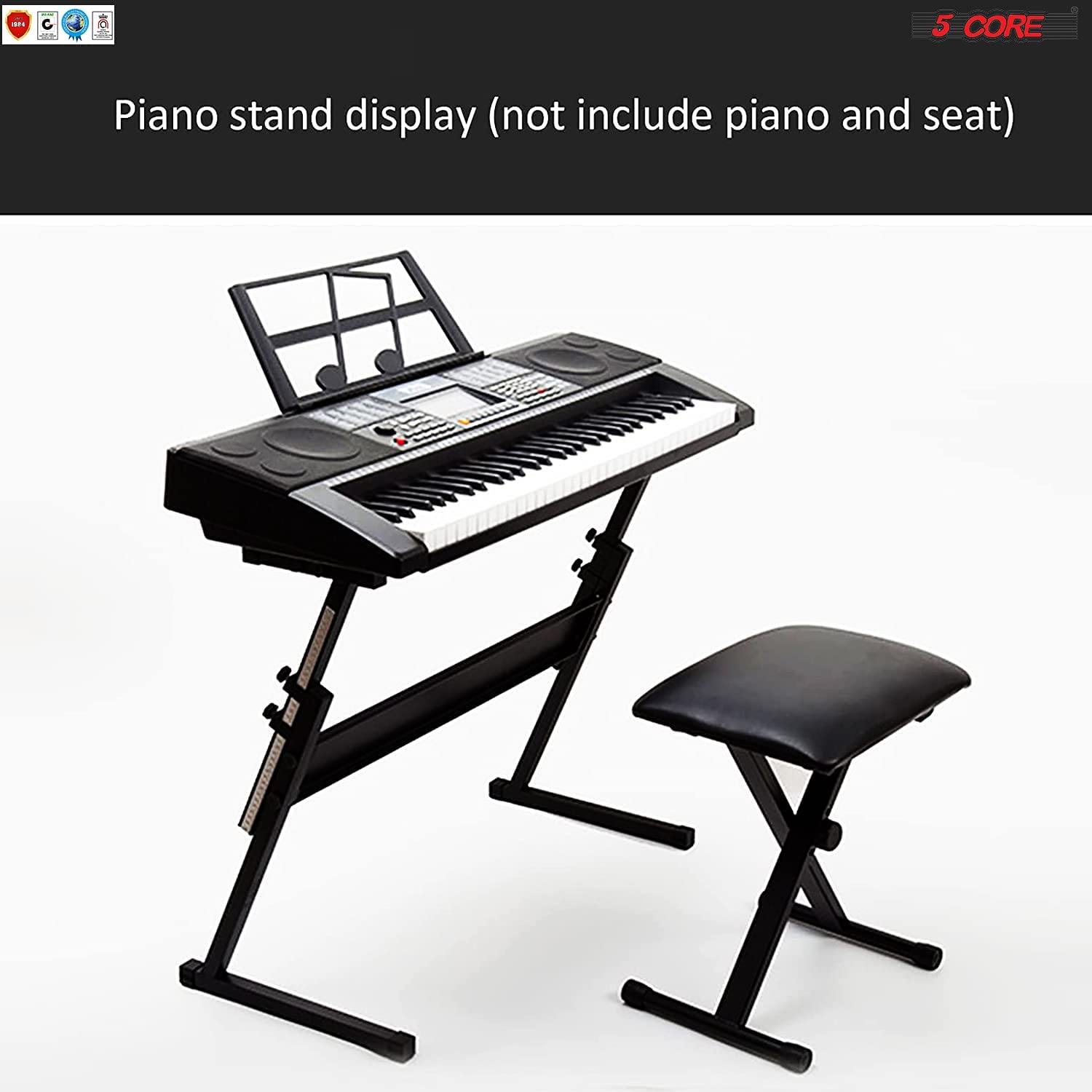 Heavy Duty Folding Keyboard Stand with padded arms and adjustable height, designed for digital pianos and keyboards.