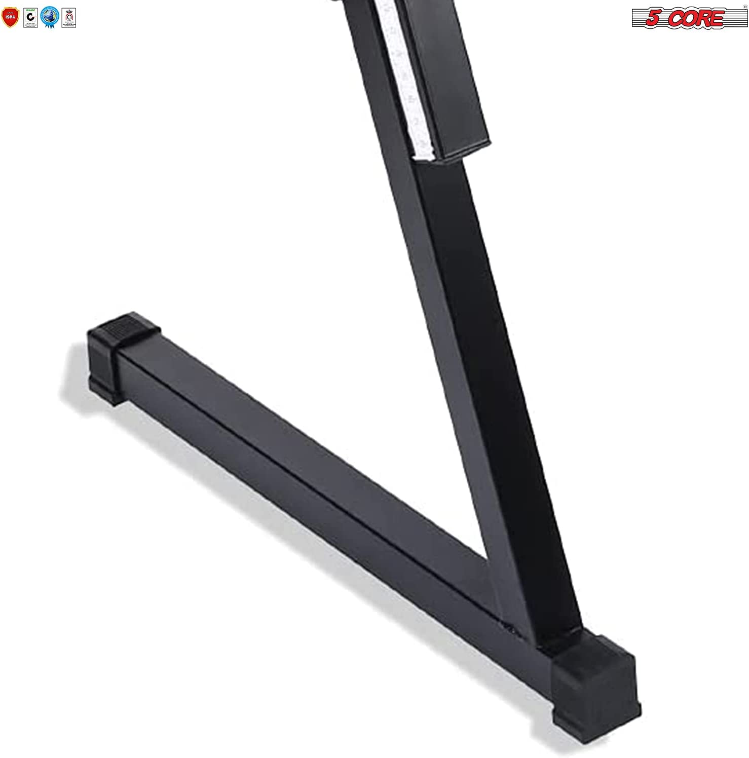 Heavy Duty Folding Keyboard Stand with padded arms and adjustable height, designed for digital pianos and keyboards.