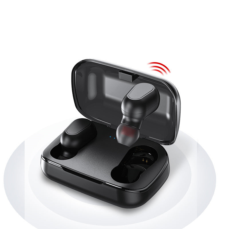 Mini Bluetooth Wireless Headphones 5.0 in black, showcasing sleek design and compact earbuds.