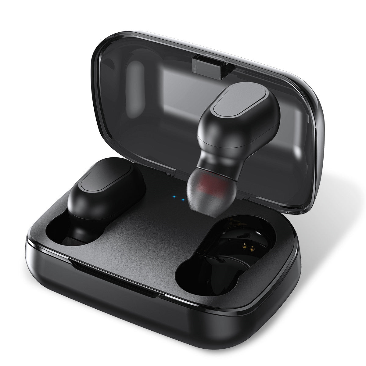 Mini Bluetooth Wireless Headphones 5.0 in black, showcasing sleek design and compact earbuds.