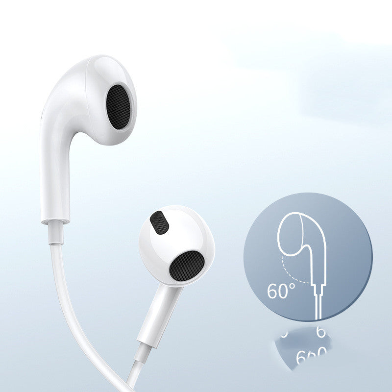 Mobile Phone Type-C Wired Headset in white color with earplug design, featuring a 1.1-meter cable for easy connectivity.