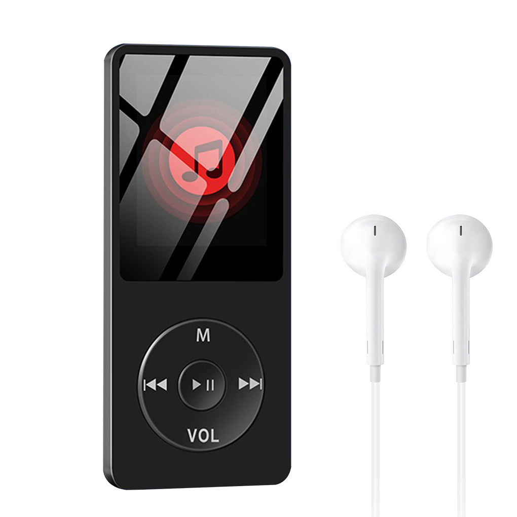 MP3 Bluetooth Transmission MP4 Walkman Player with wired Bluetooth headset, showcasing its compact design and TFT screen.