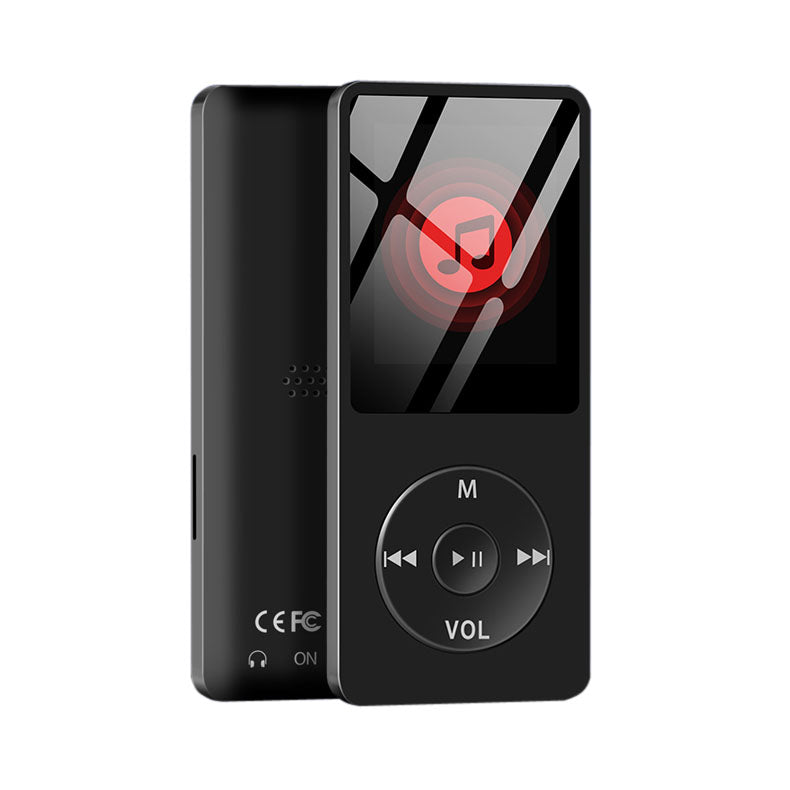 MP3 Bluetooth Transmission MP4 Walkman Player with wired Bluetooth headset, showcasing its compact design and TFT screen.