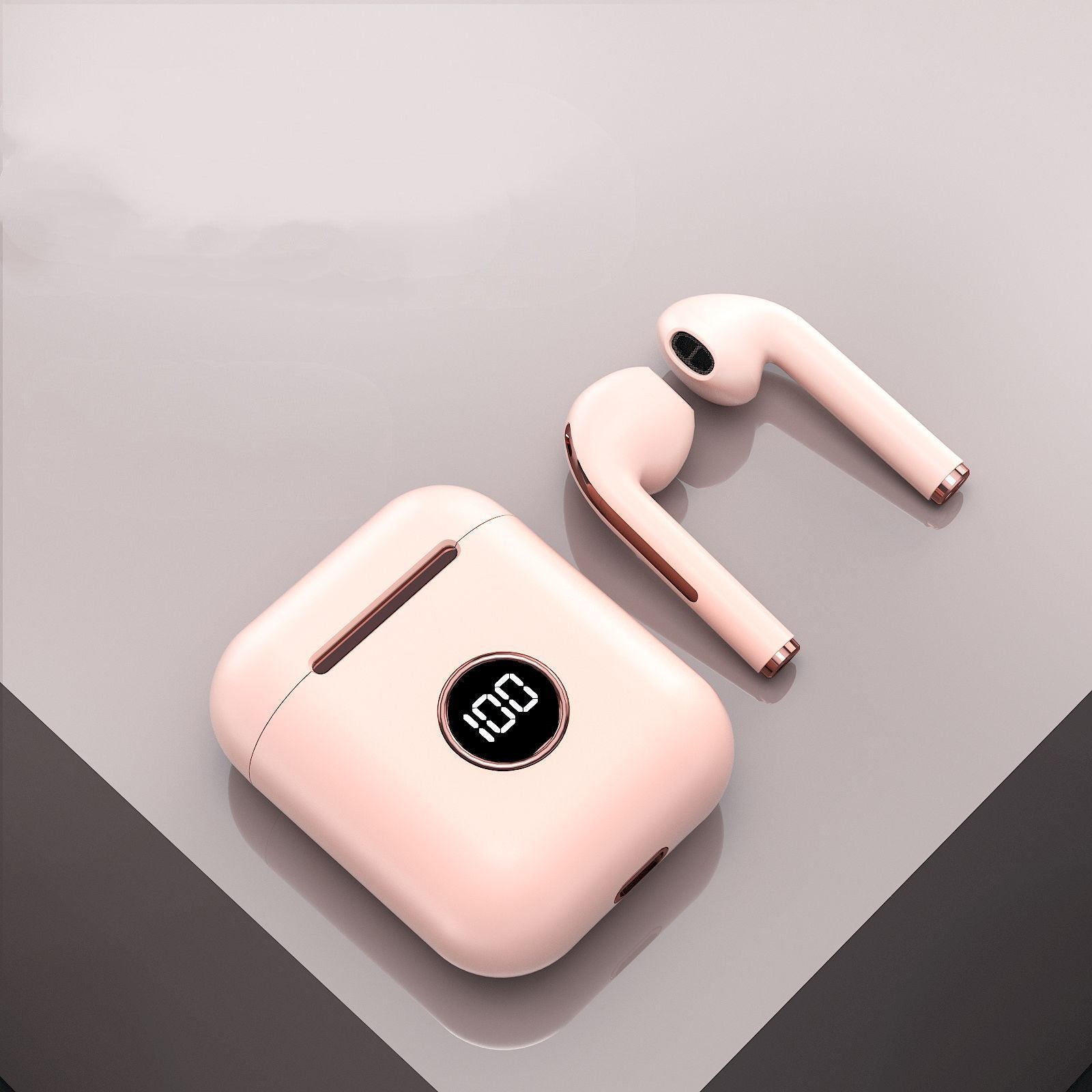 Sports Wireless Bluetooth Earphone with Noise Reduction, featuring a sleek design and compact charging case.