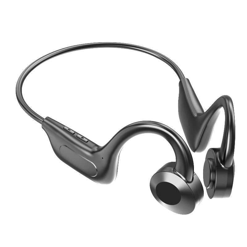 True Wireless Ear-mounted Sports Bluetooth Headset in black, showcasing its sleek design and comfortable fit for active use.