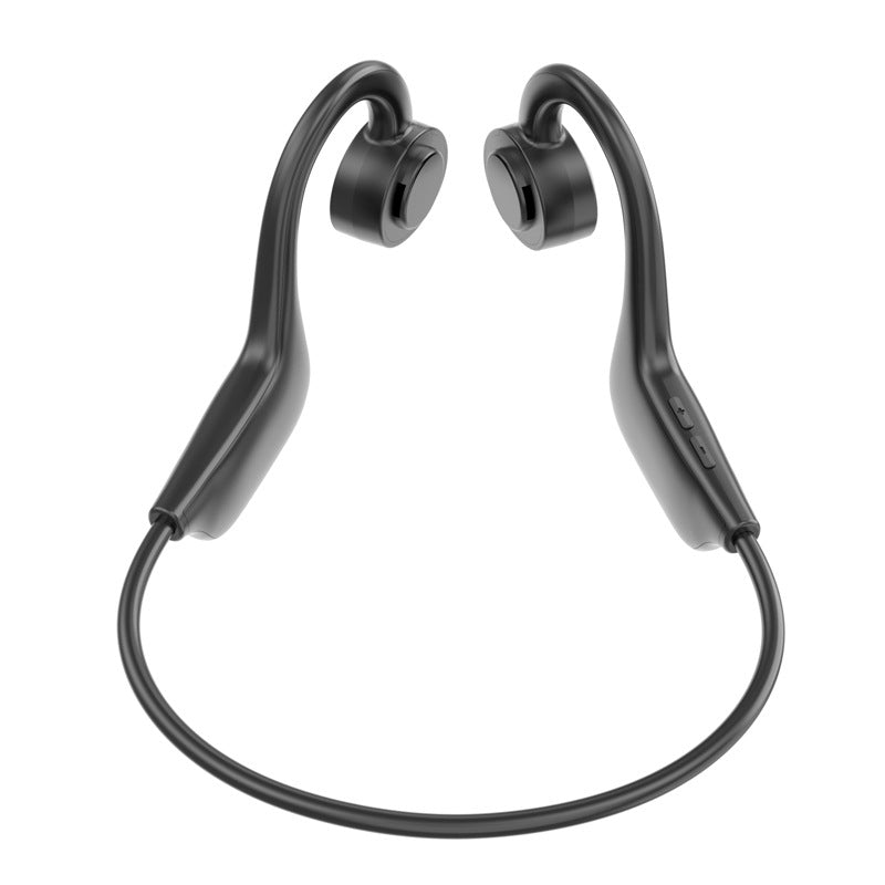 True Wireless Ear-mounted Sports Bluetooth Headset in black, showcasing its sleek design and comfortable fit for active use.