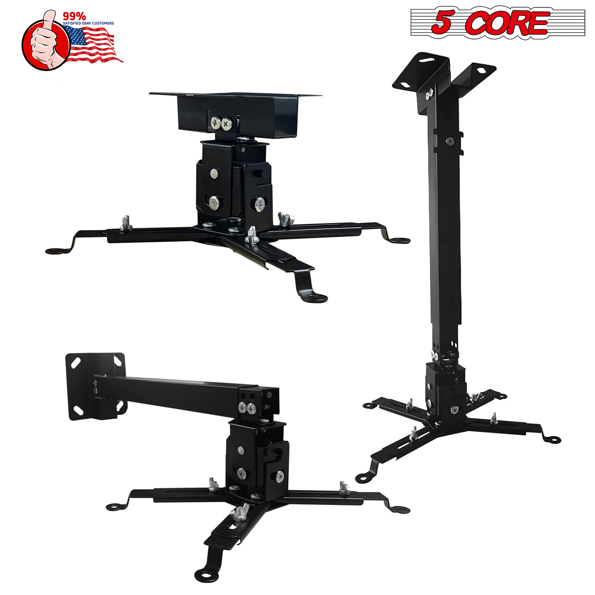 Universal TILT LED HD Projector Ceiling Mount Bracket Holder PS 01 BLK, showcasing its sleek black design and adjustable features.