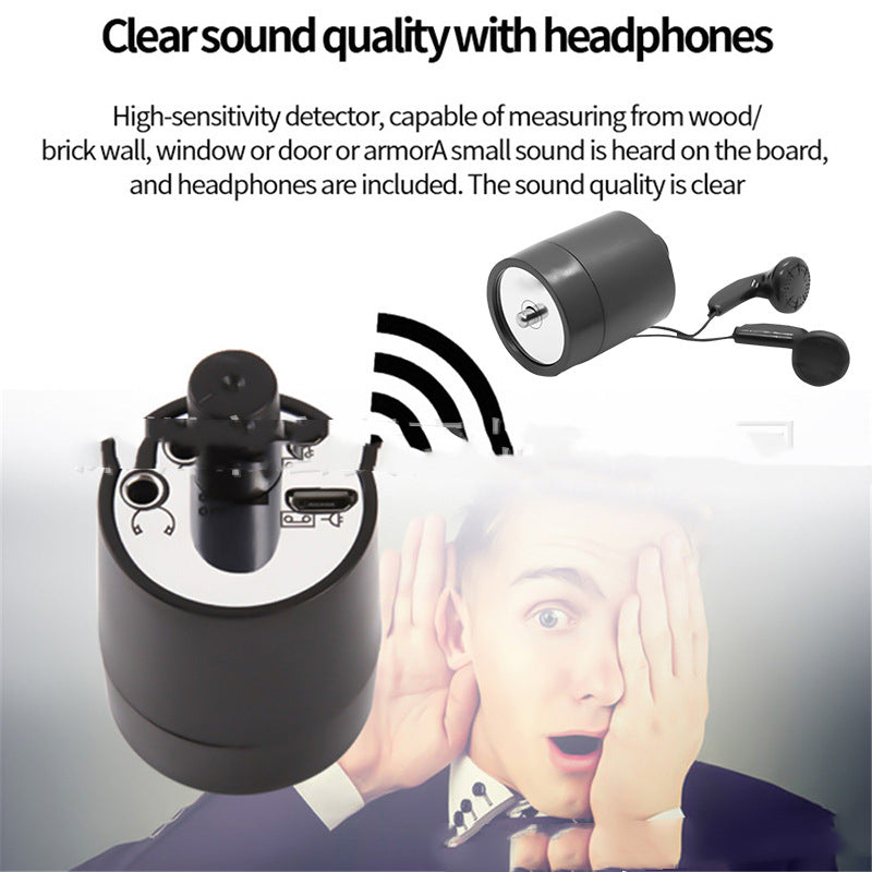 Wall Sound Amplifier with Pipe Leak Detector, compact design with headphones for clear sound detection.