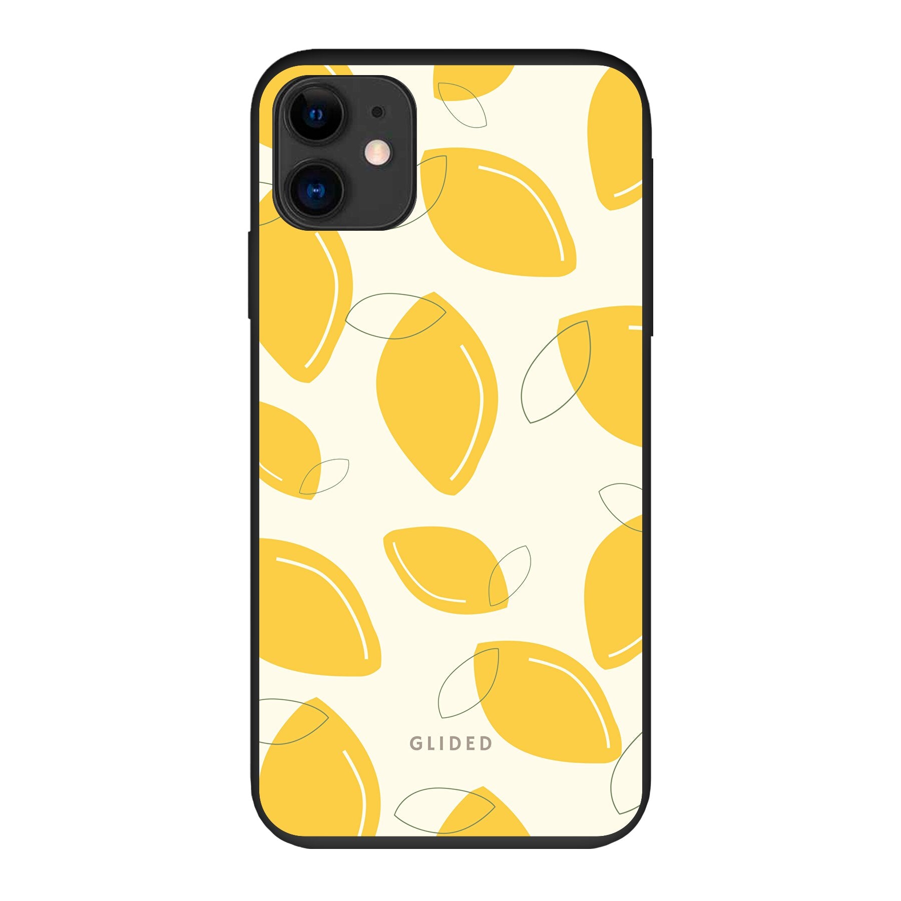 Abstract Lemon iPhone 11 Handyhülle mit lebendigen Zitronenmuster auf gelbem Hintergrund, idealer Schutz und stilvolles Design.