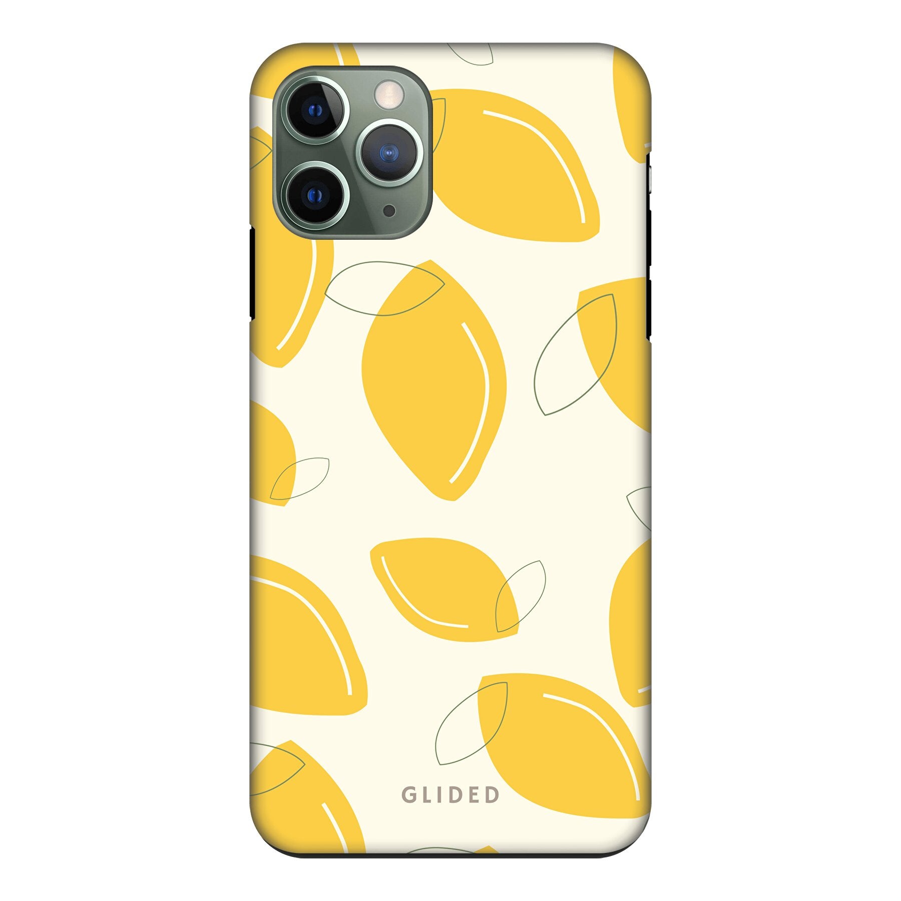 Abstract Lemon iPhone 11 Pro Handyhülle mit lebendigen Zitronenmuster auf gelbem Hintergrund, idealer Schutz und stilvolles Design.