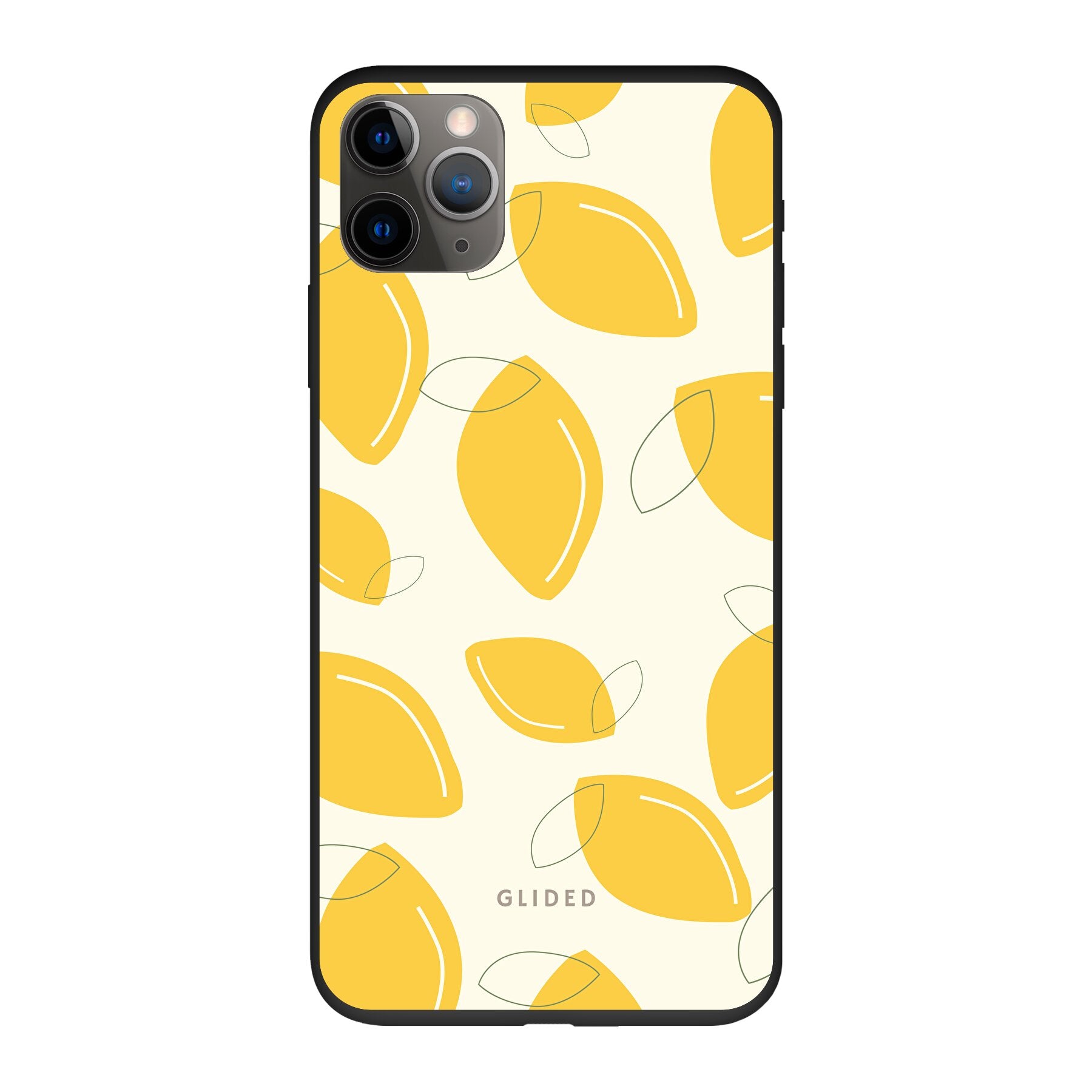 Abstract Lemon iPhone 11 Pro Handyhülle mit lebendigen Zitronenmuster auf gelbem Hintergrund, idealer Schutz und stilvolles Design.