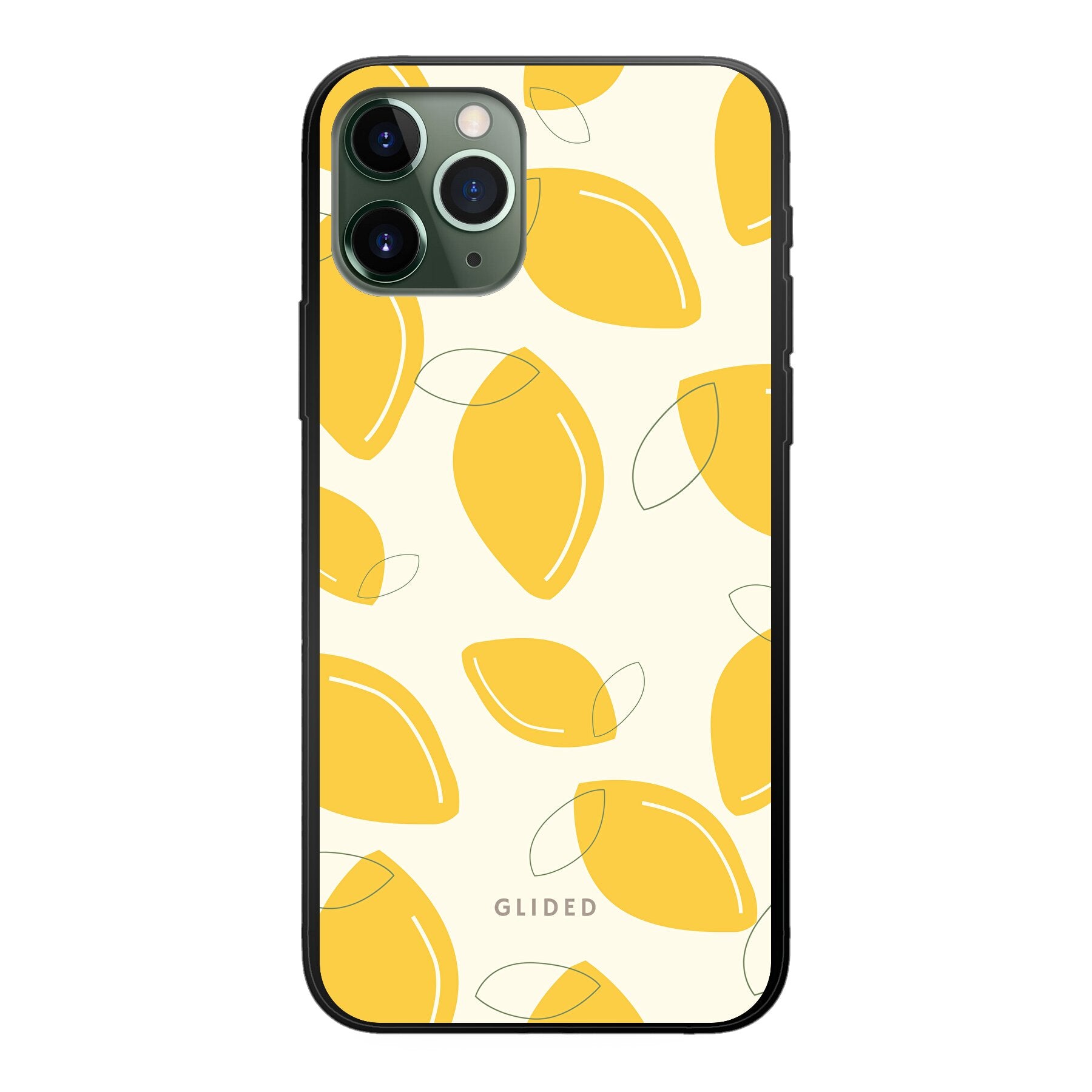 Abstract Lemon iPhone 11 Pro Handyhülle mit lebendigen Zitronenmuster auf gelbem Hintergrund, idealer Schutz und stilvolles Design.