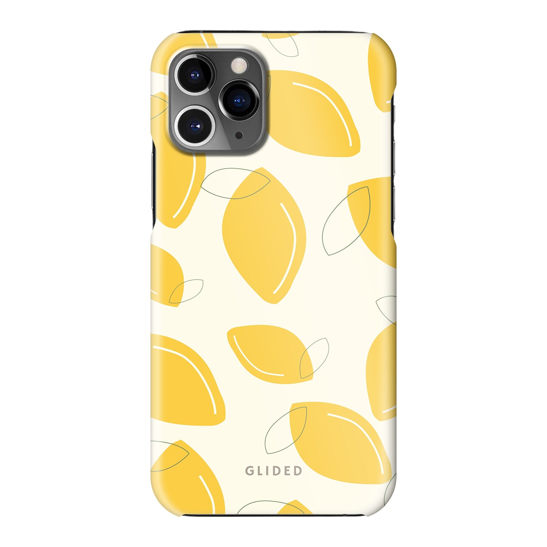 Abstract Lemon iPhone 11 Pro Handyhülle mit lebendigen Zitronenmuster auf gelbem Hintergrund, idealer Schutz und stilvolles Design.