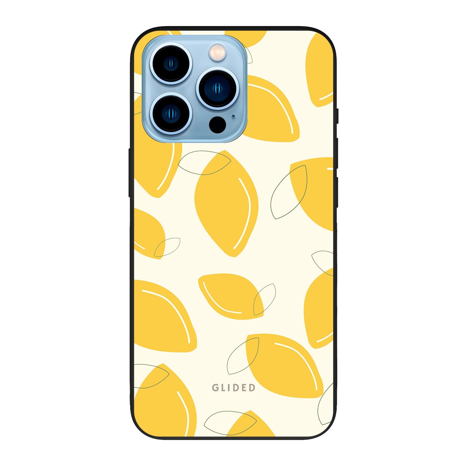 Abstract Lemon Handyhülle für iPhone 13 Pro Max mit lebendigen Zitronenmuster auf gelbem Hintergrund, idealer Schutz und stilvolles Design.