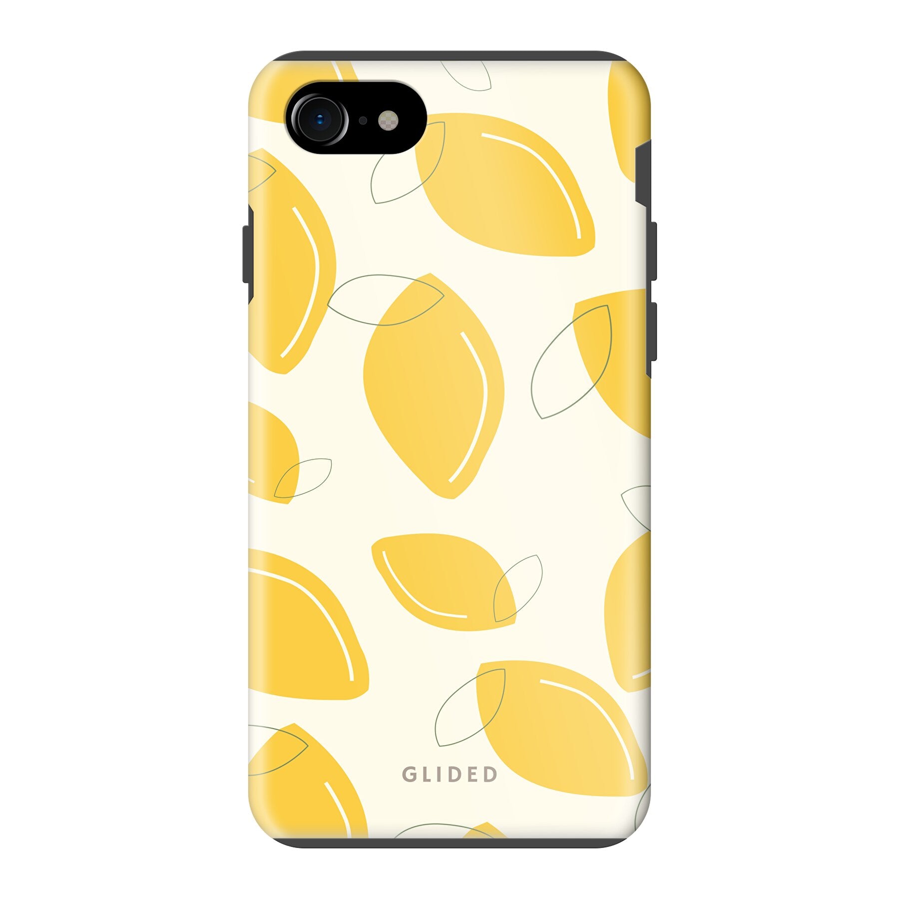 Abstract Lemon iPhone 8 Handyhülle mit lebendigen Zitronenmuster auf gelbem Hintergrund, idealer Schutz und stilvolles Design.