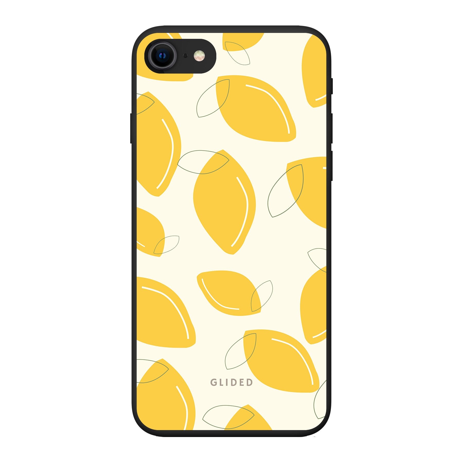 Abstract Lemon iPhone 8 Handyhülle mit lebendigen Zitronenmuster auf gelbem Hintergrund, idealer Schutz und stilvolles Design.