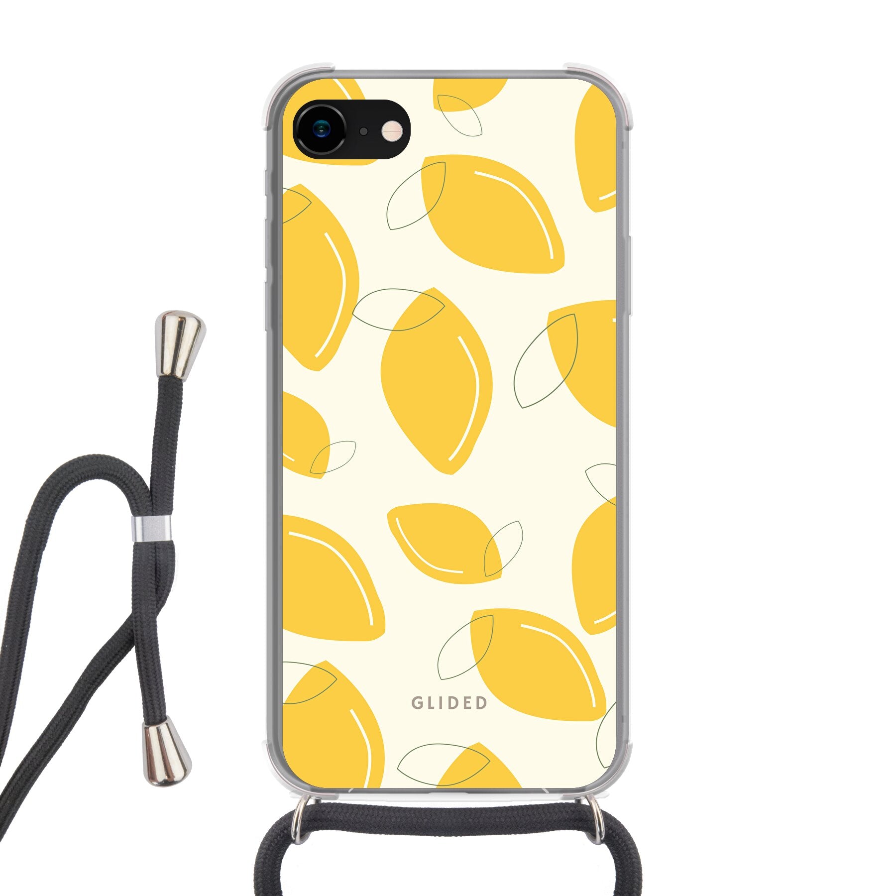 Abstract Lemon iPhone 8 Handyhülle mit lebendigen Zitronenmuster auf gelbem Hintergrund, idealer Schutz und stilvolles Design.