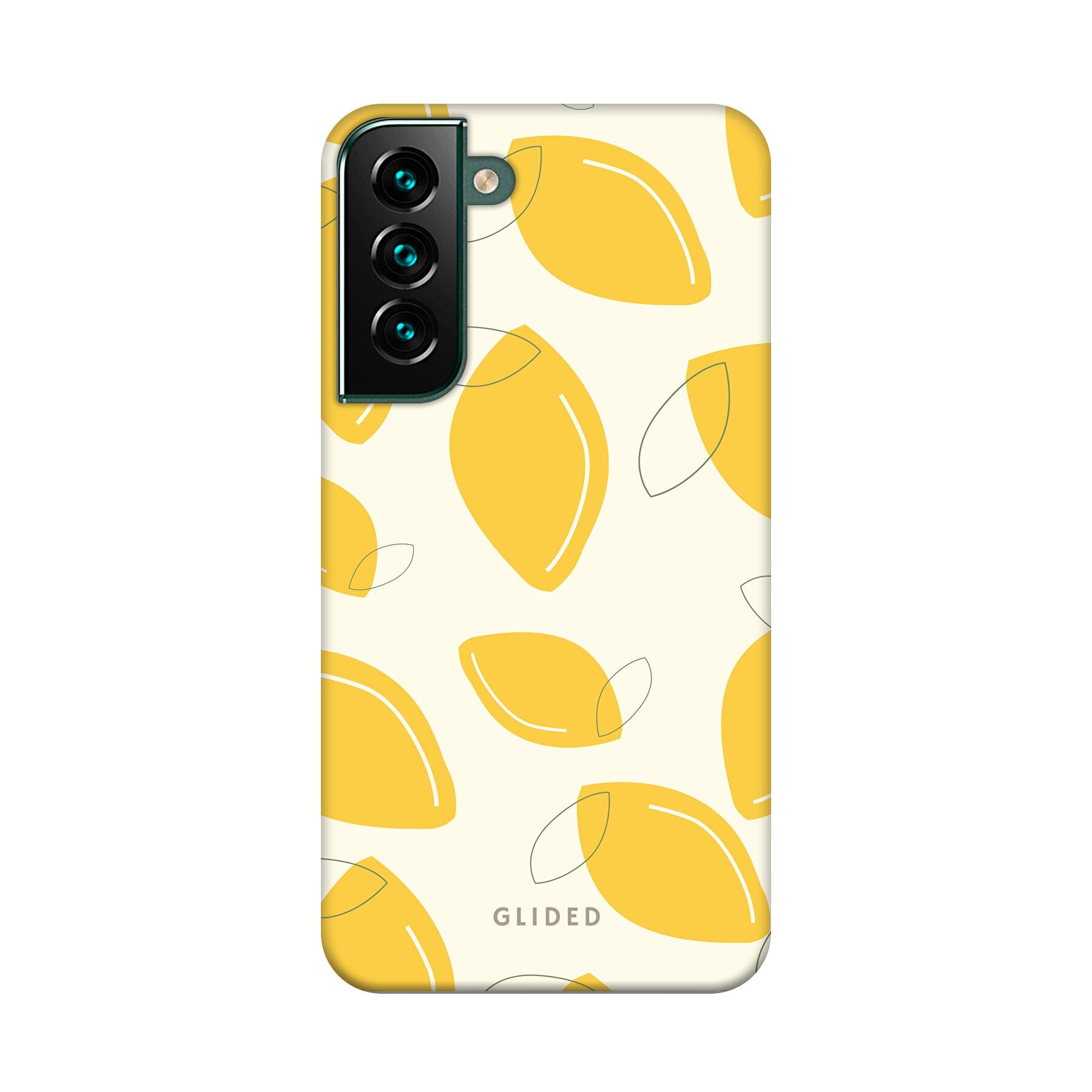 Abstract Lemon Handyhülle für Samsung Galaxy S22 Plus mit lebendigen Zitronenmuster auf gelbem Hintergrund, idealer Schutz und stilvolles Design.