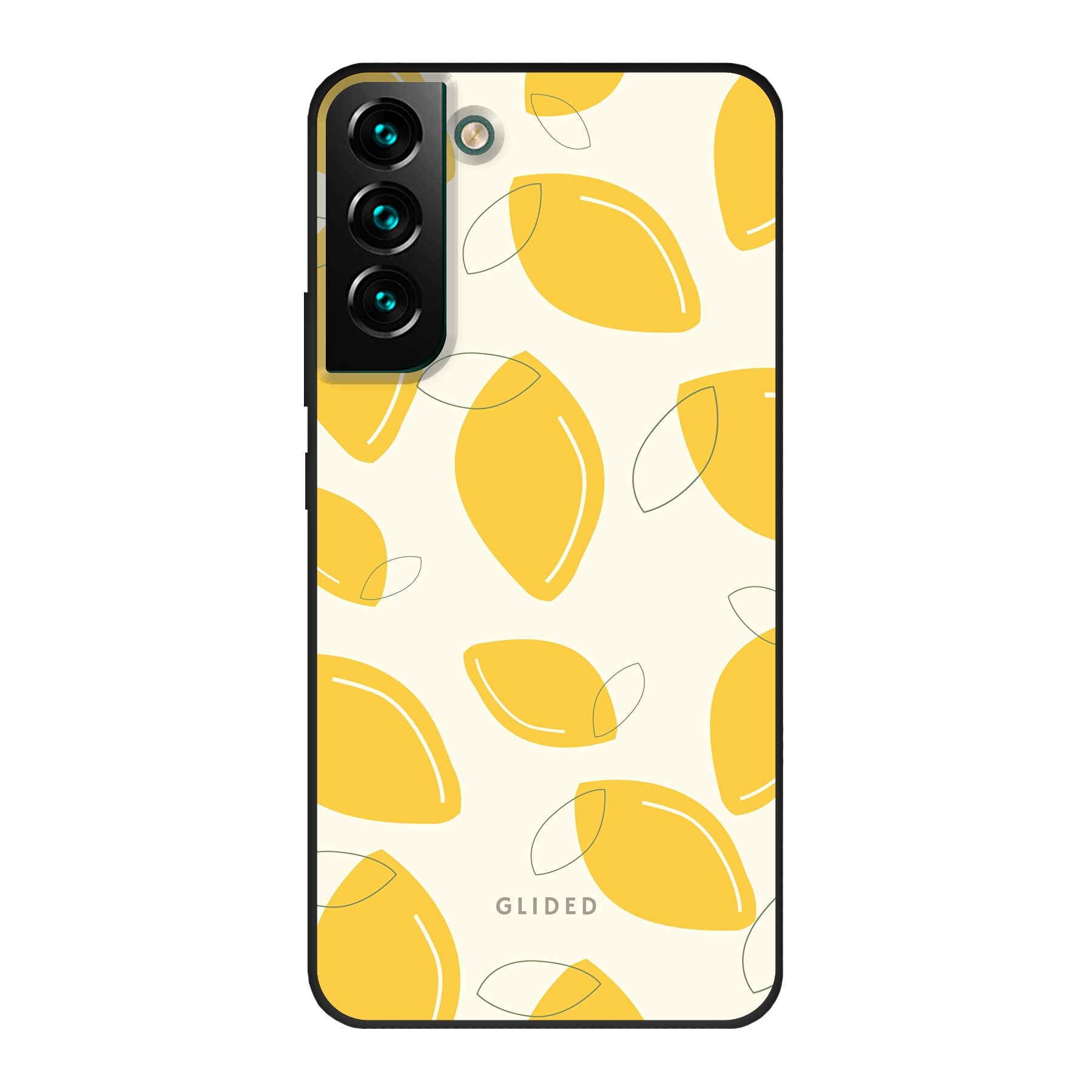 Abstract Lemon Handyhülle für Samsung Galaxy S22 Plus mit lebendigen Zitronenmuster auf gelbem Hintergrund, idealer Schutz und stilvolles Design.