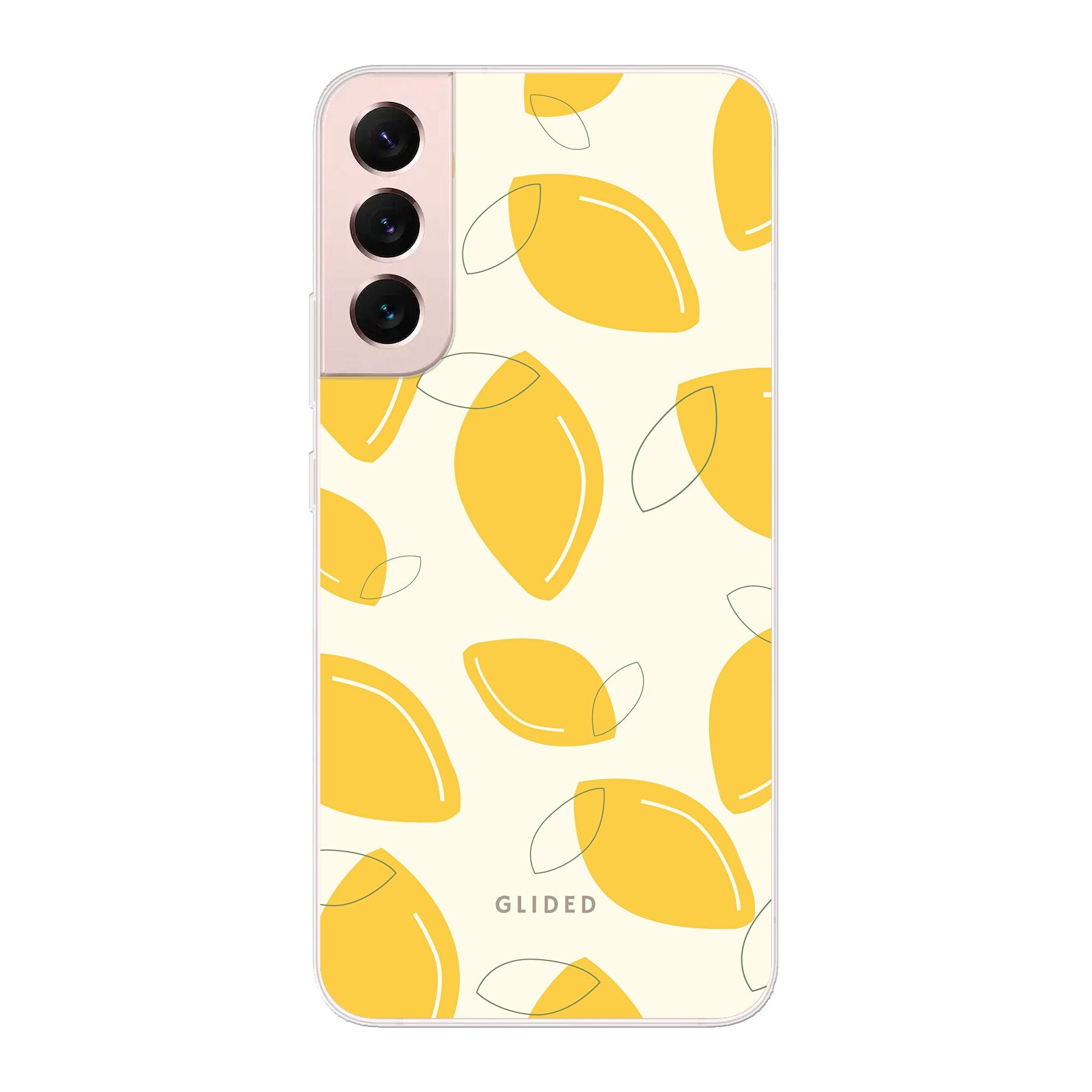 Abstract Lemon Handyhülle für Samsung Galaxy S22 Plus mit lebendigen Zitronenmuster auf gelbem Hintergrund, idealer Schutz und stilvolles Design.