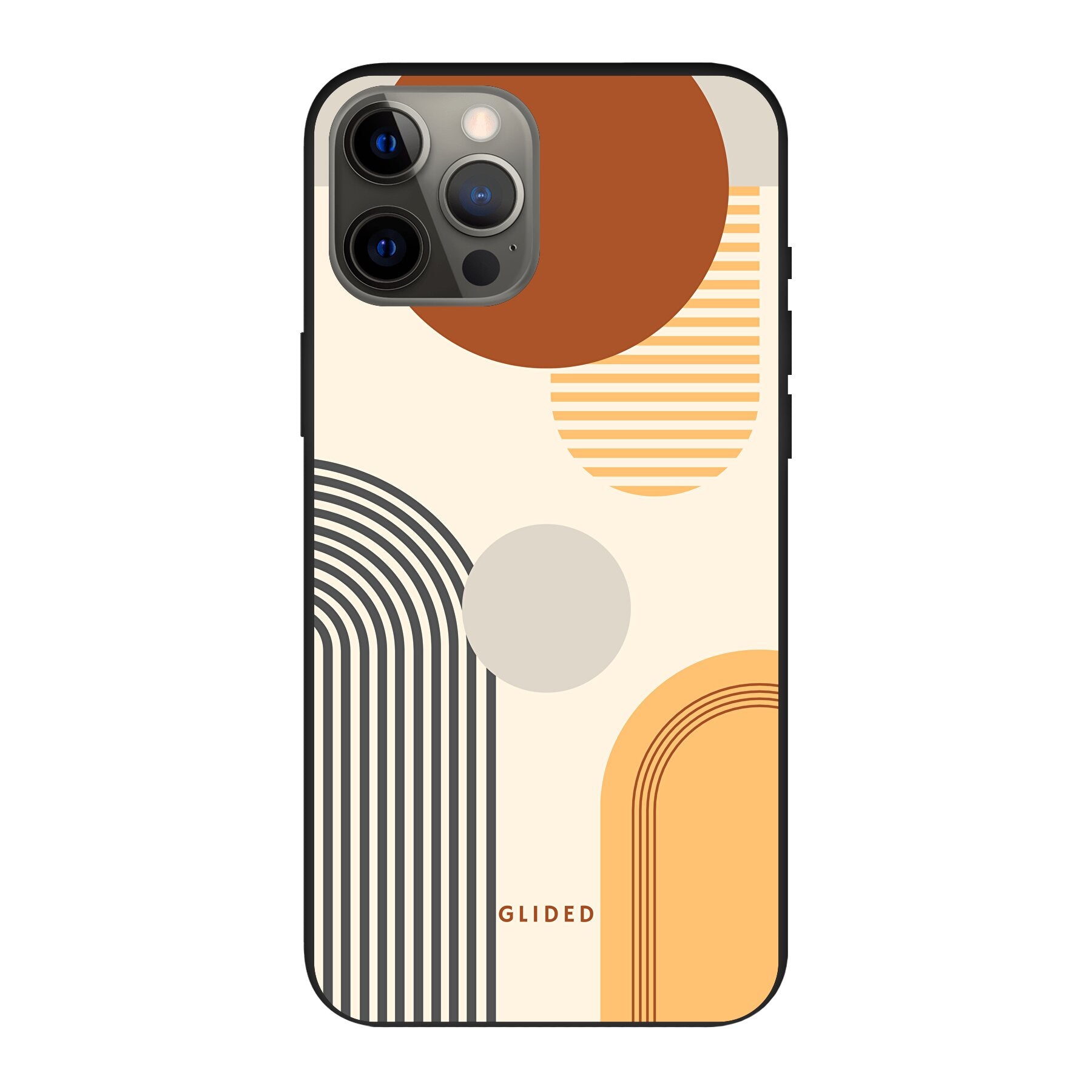 Abstraction Handyhülle für iPhone 12 Pro Max mit modernem Design aus Kreisen und ovalen Formen, bietet stilvollen Schutz.