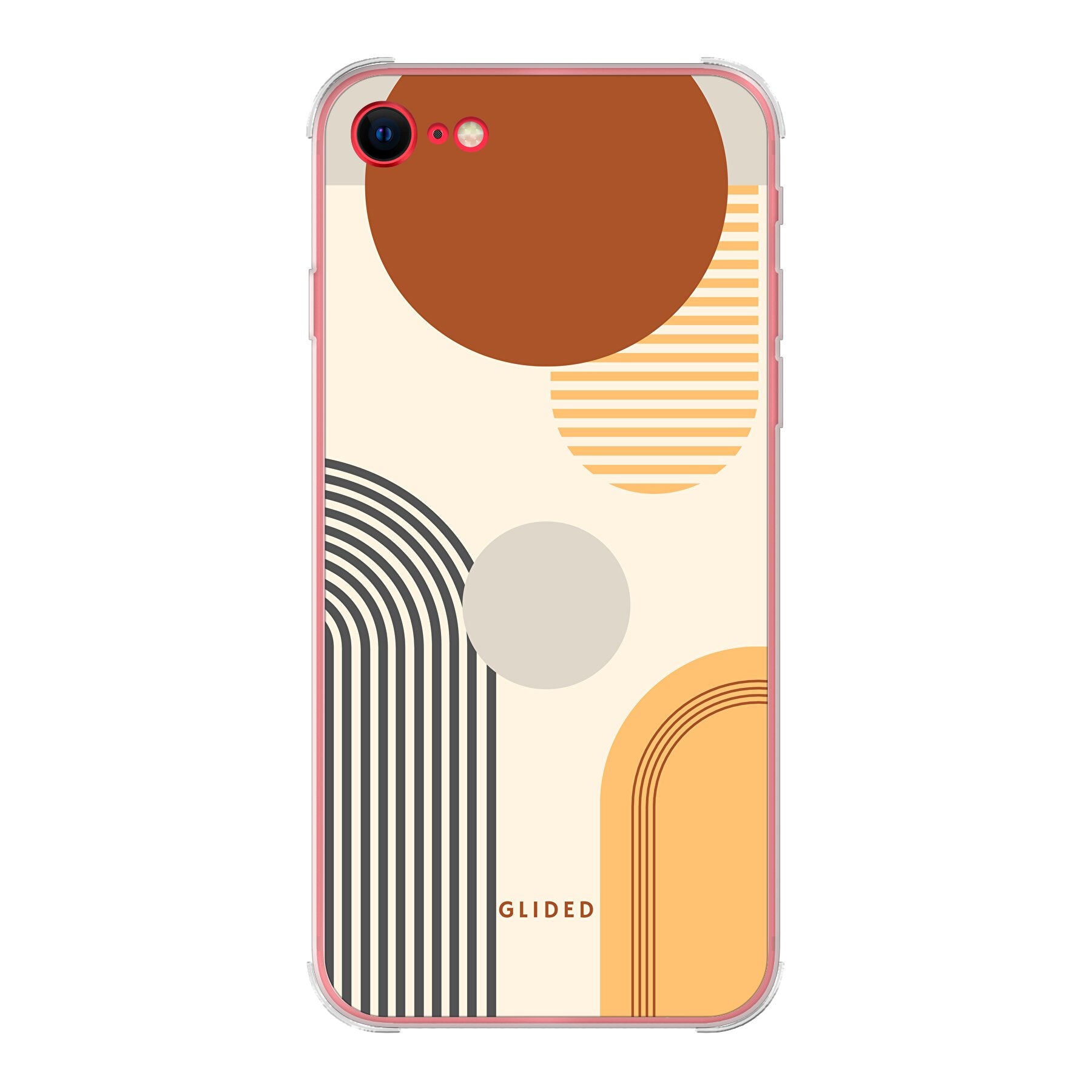 Abstraction iPhone SE 2020 Handyhülle mit modernem Design aus Kreisen und ovalen Formen, ideal für stilbewusste Nutzer.