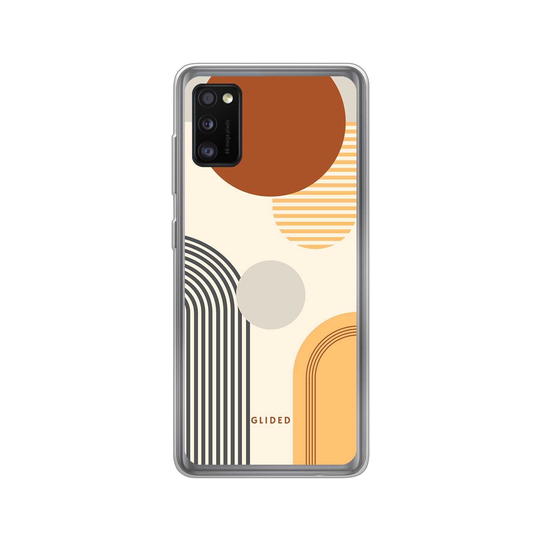 Abstraction Handyhülle für Samsung Galaxy A41 mit einzigartigem Design aus Kreisen und ovalen Formen, bietet stilvollen Schutz.