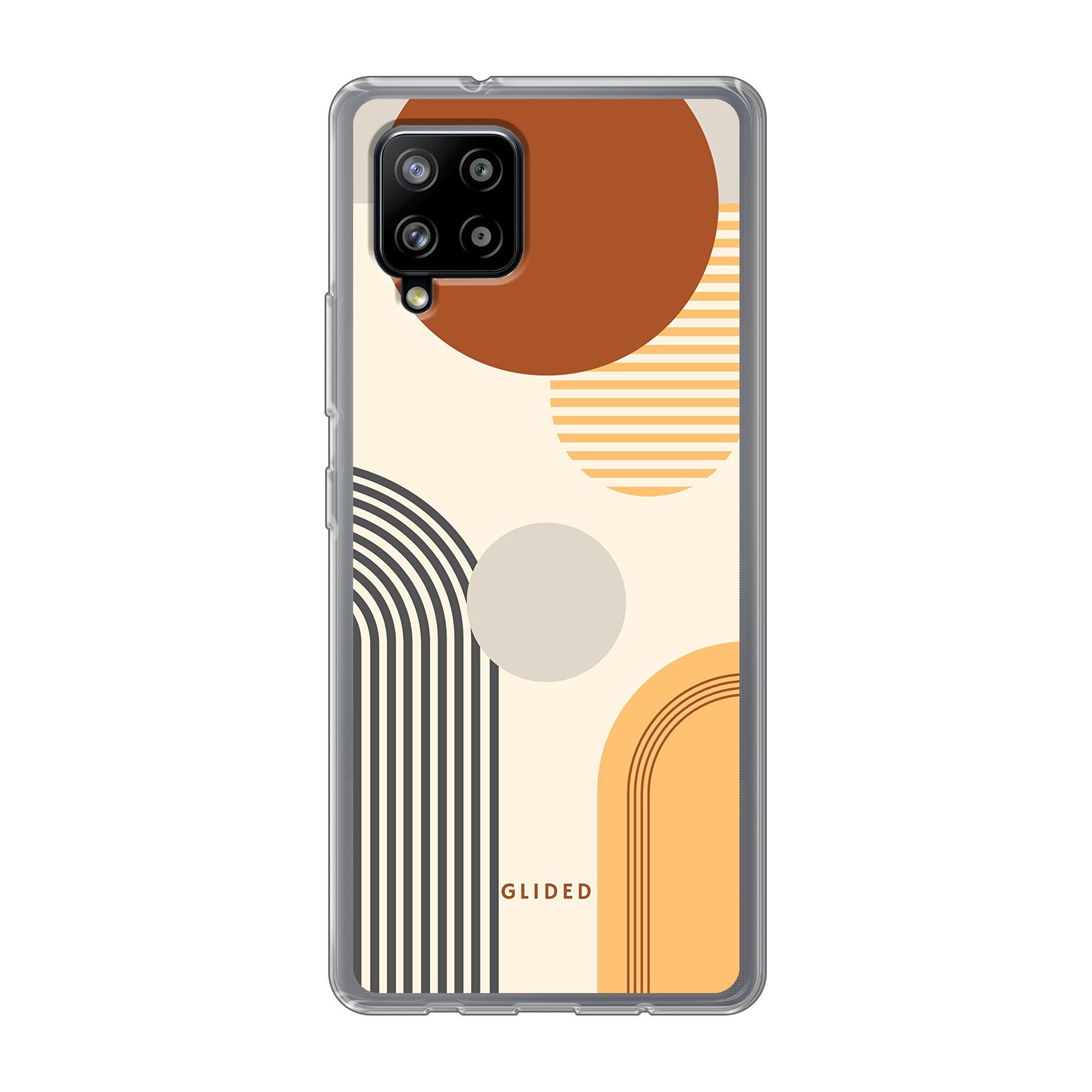 Abstraction Handyhülle für Samsung Galaxy A42 5G mit einzigartigem Design aus Kreisen und ovalen Formen, bietet stilvollen Schutz.