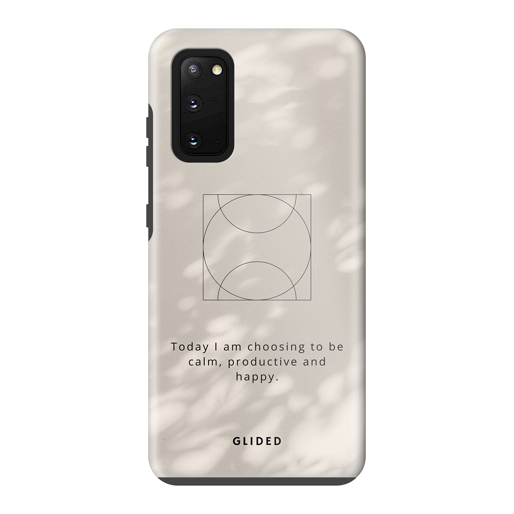 Affirmation Handyhülle für Samsung Galaxy S20 mit inspirierendem Spruch auf ästhetischem Hintergrund, bietet Schutz und Stil.