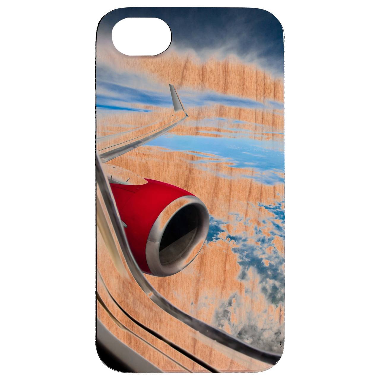 Airplane Window UV Color Printed phone case showcasing vibrant design and natural wood finish.