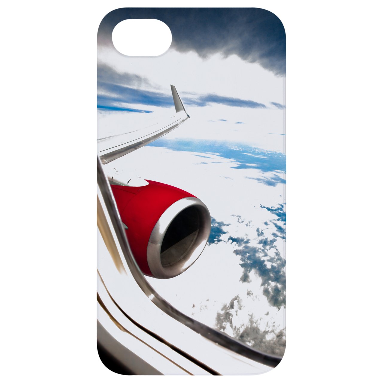 Airplane Window UV Color Printed phone case showcasing vibrant design and natural wood finish.