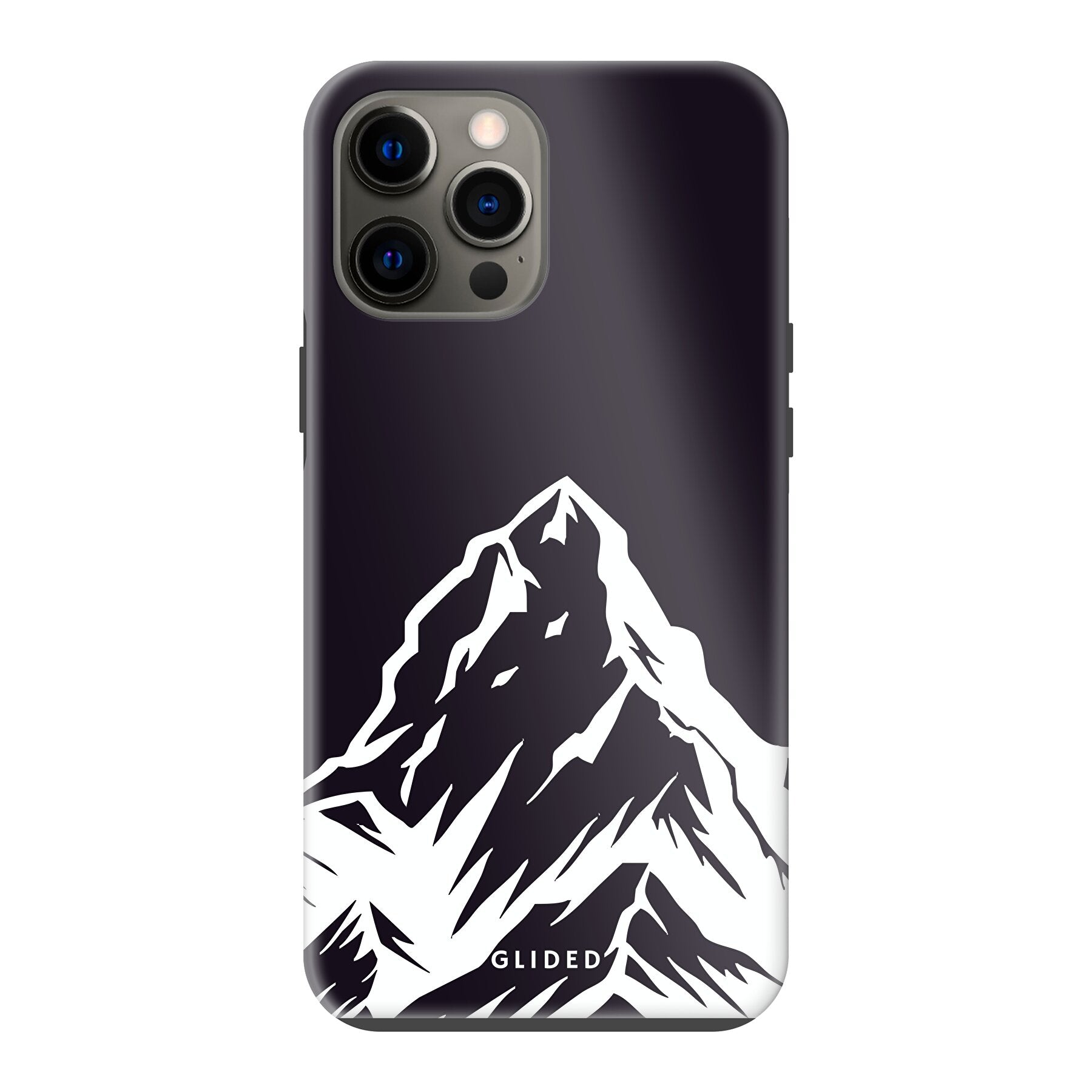 Alpine Adventure Handyhülle für iPhone 12 Pro Max mit majestätischen Berggipfeln und Tälern im Design, ideal für Naturfreunde.