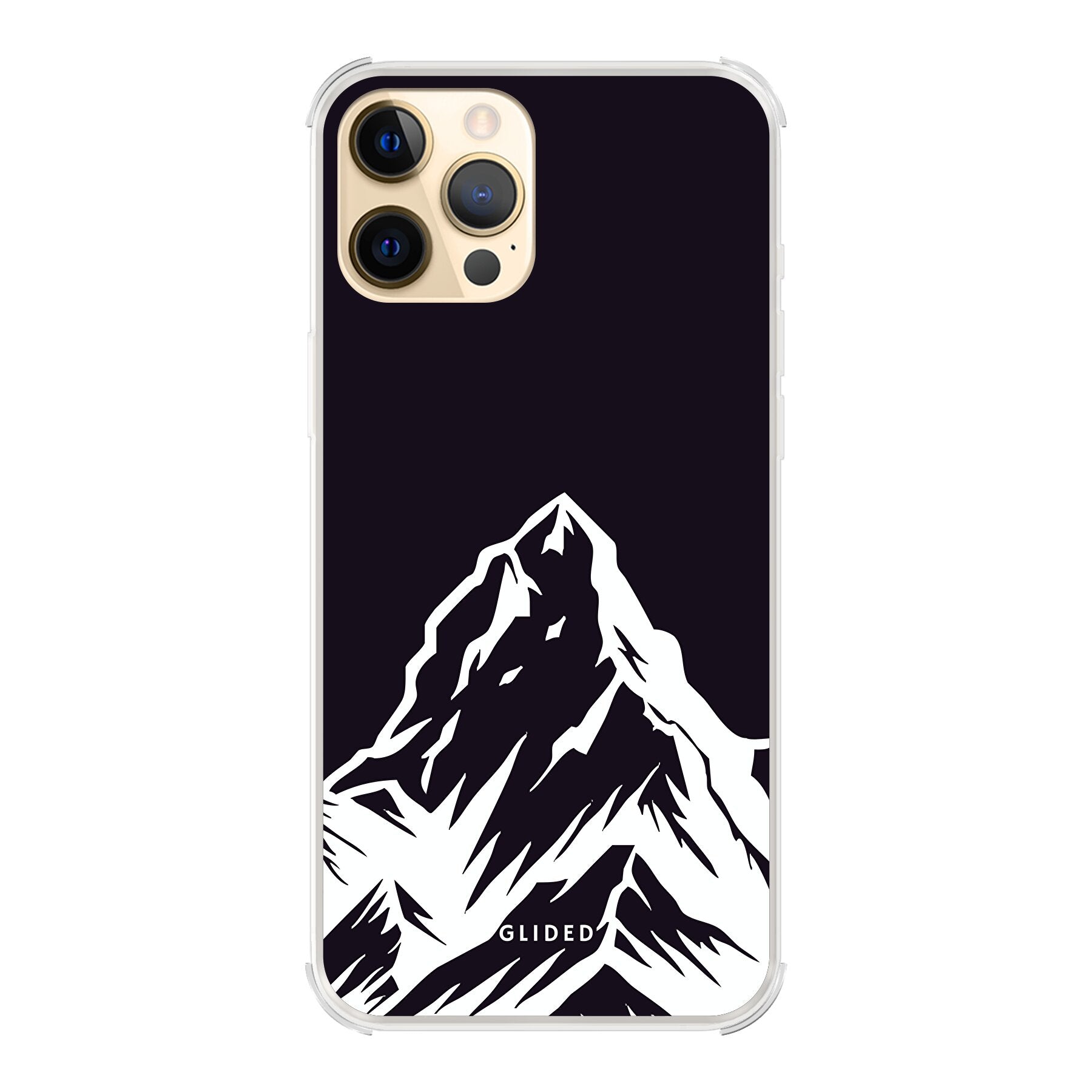 Alpine Adventure Handyhülle für iPhone 12 Pro Max mit majestätischen Berggipfeln und Tälern im Design, ideal für Naturfreunde.