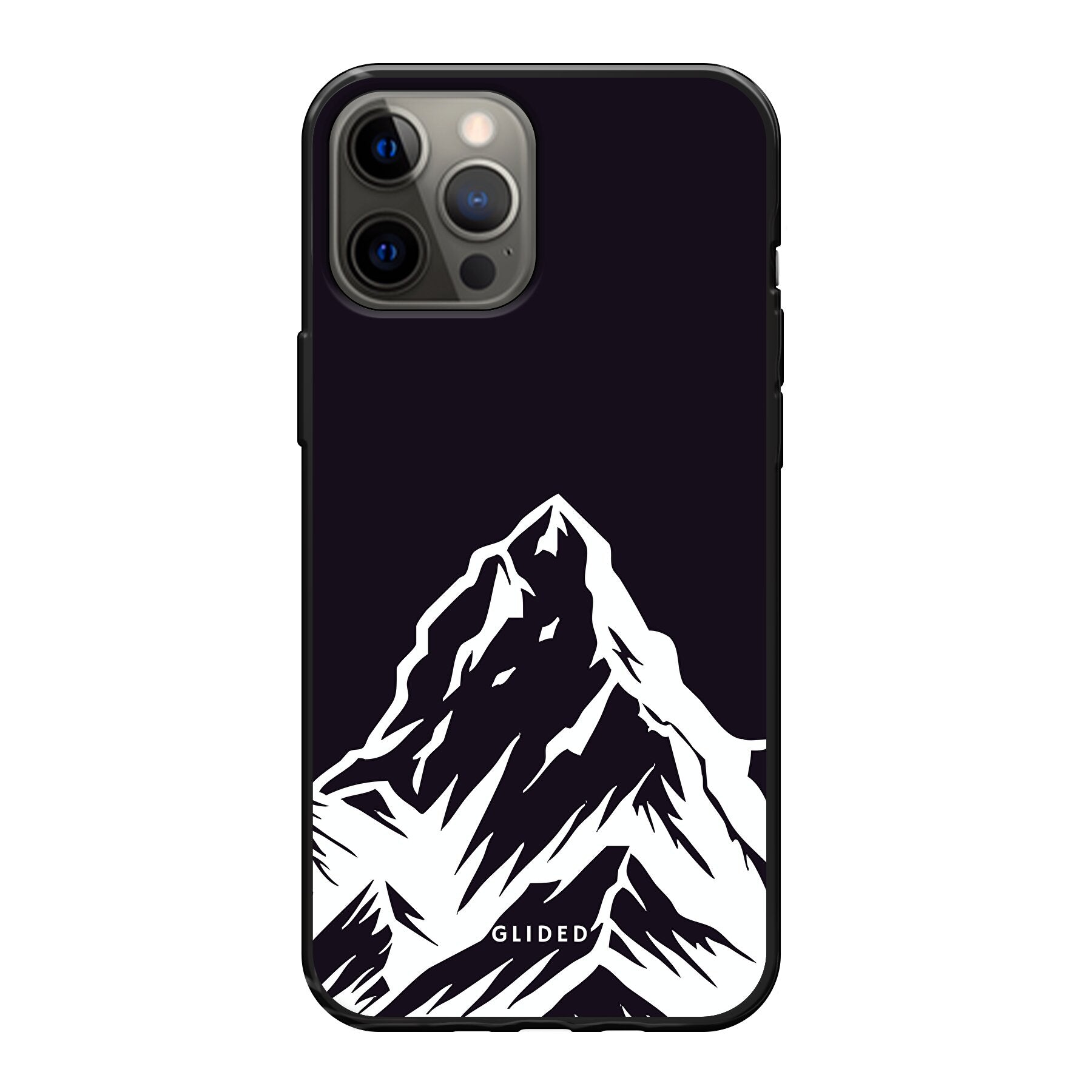 Alpine Adventure Handyhülle für iPhone 12 Pro Max mit majestätischen Berggipfeln und Tälern im Design, ideal für Naturfreunde.