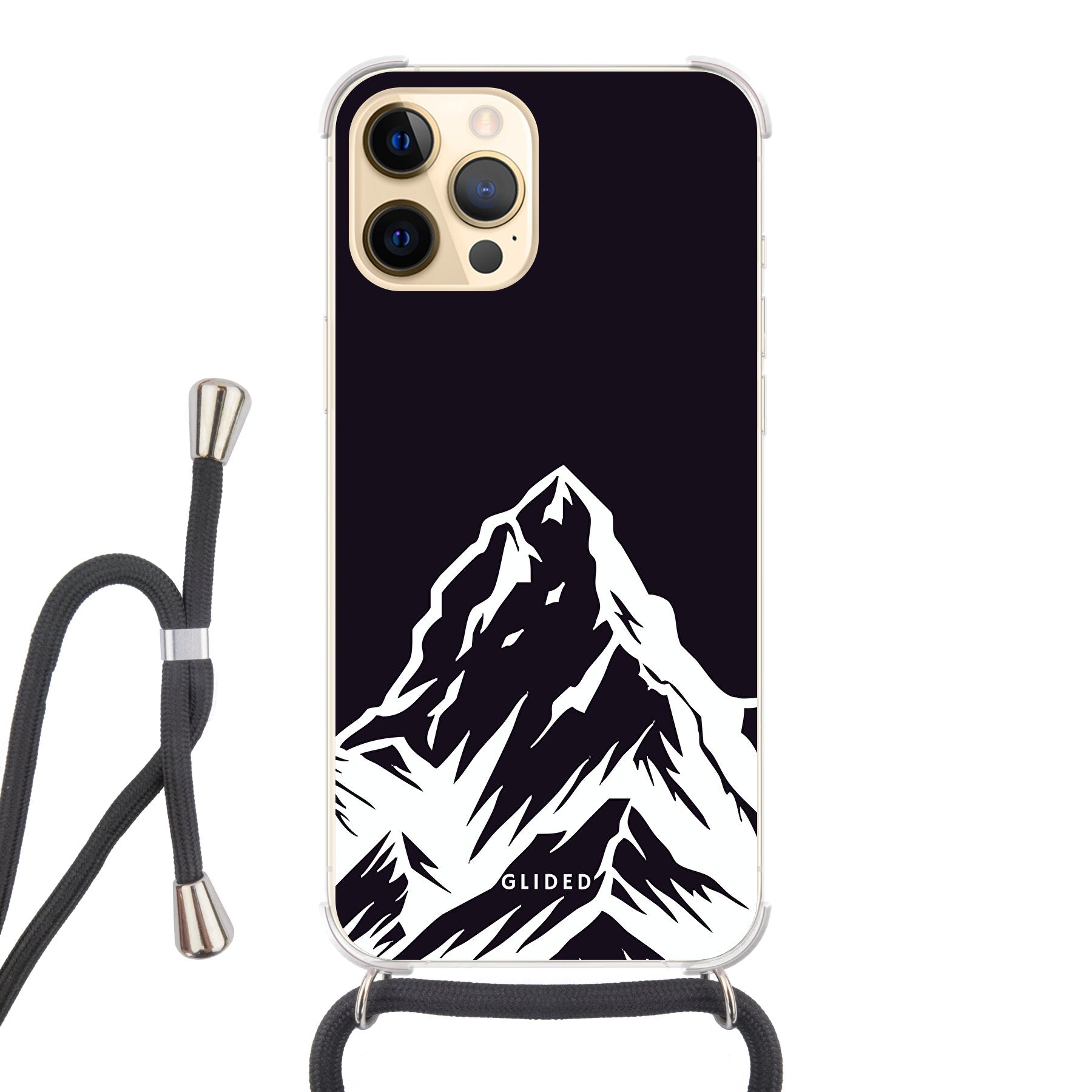 Alpine Adventure Handyhülle für iPhone 12 Pro Max mit majestätischen Berggipfeln und Tälern im Design, ideal für Naturfreunde.