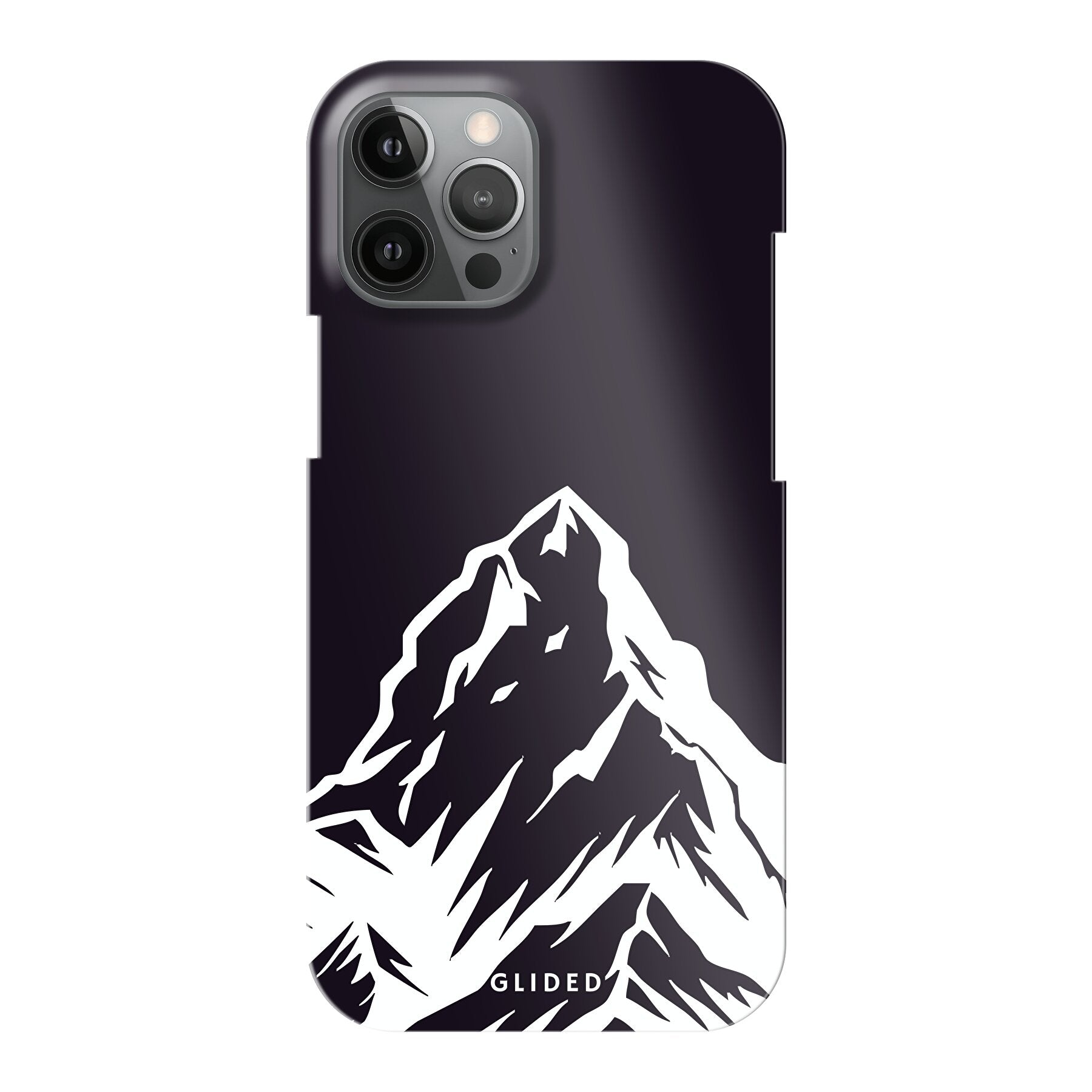 Alpine Adventure Handyhülle für iPhone 12 Pro Max mit majestätischen Berggipfeln und Tälern im Design, ideal für Naturfreunde.