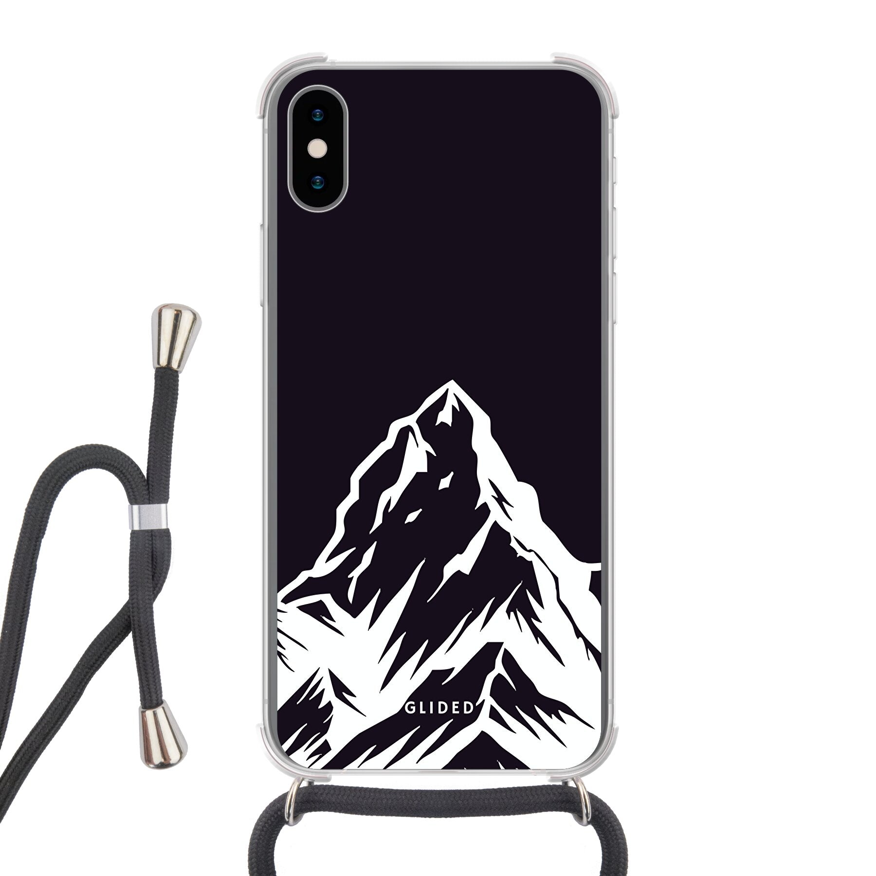 Alpine Adventure Handyhülle für iPhone X/Xs mit majestätischen Berggipfeln und Tälern, ideal für Naturfreunde.