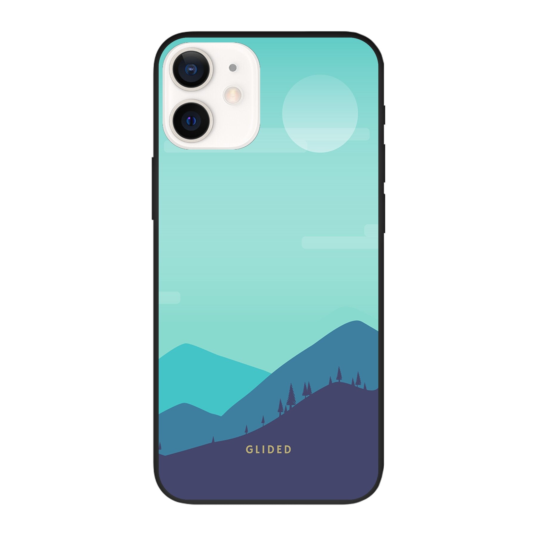 Alpine iPhone 12 Handyhülle mit einzigartigem Bergdesign, bietet stilvollen Schutz und präzise Aussparungen für alle Funktionen.