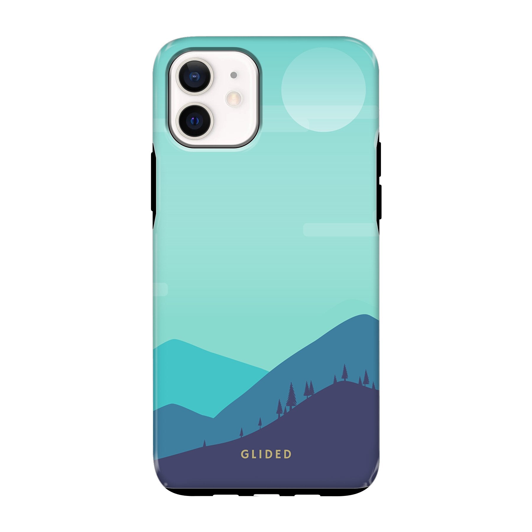 Alpine iPhone 12 mini Handyhülle mit einzigartigem Bergdesign, stoßfestem Schutz und schlankem Profil.