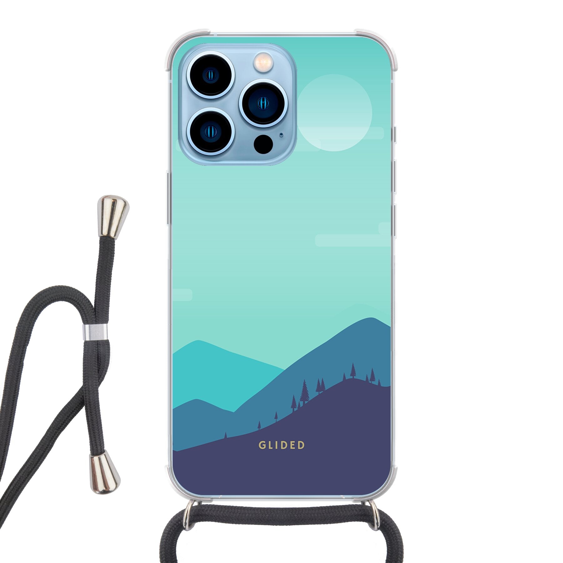 Alpine iPhone 13 Pro Handyhülle mit einzigartigem Bergdesign, bietet Schutz und Stil.