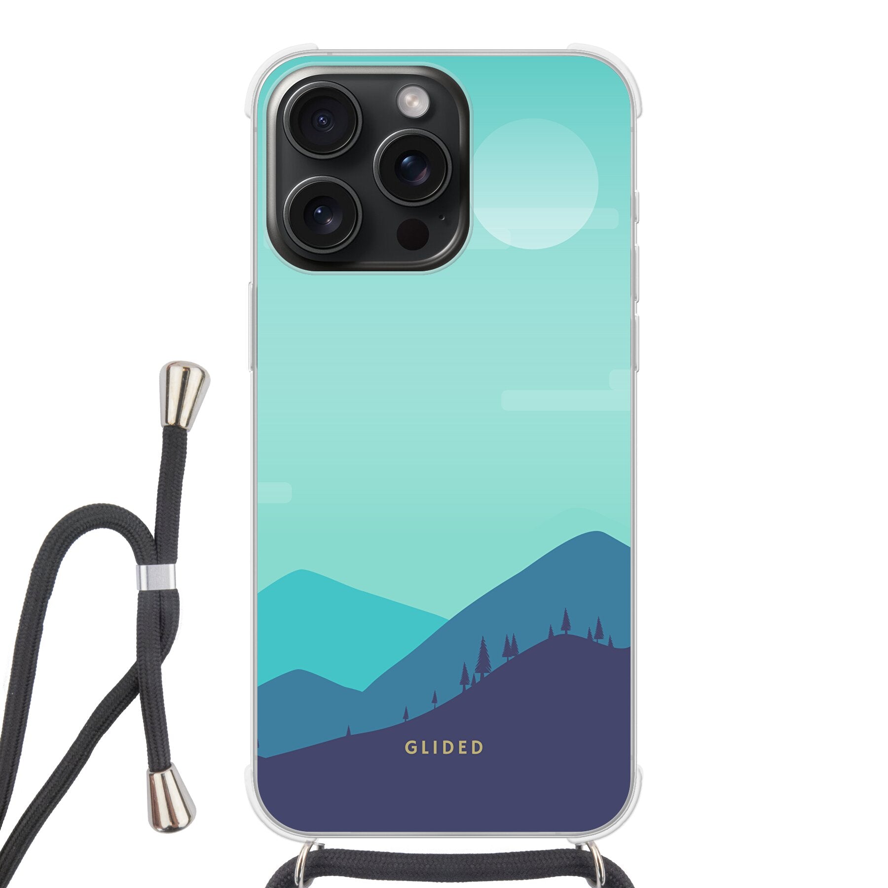 Alpine iPhone 15 Pro Max Handyhülle mit einzigartigem Bergdesign, bietet stilvollen Schutz und präzise Aussparungen.