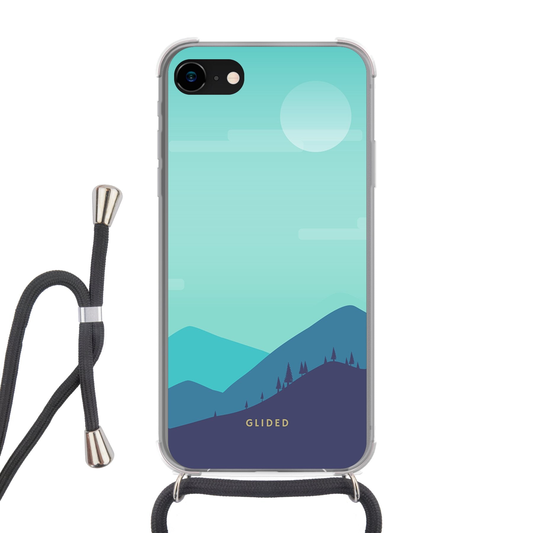 Alpine iPhone 7 Handyhülle mit einzigartigem Bergdesign, bietet stilvollen Schutz und präzise Aussparungen.