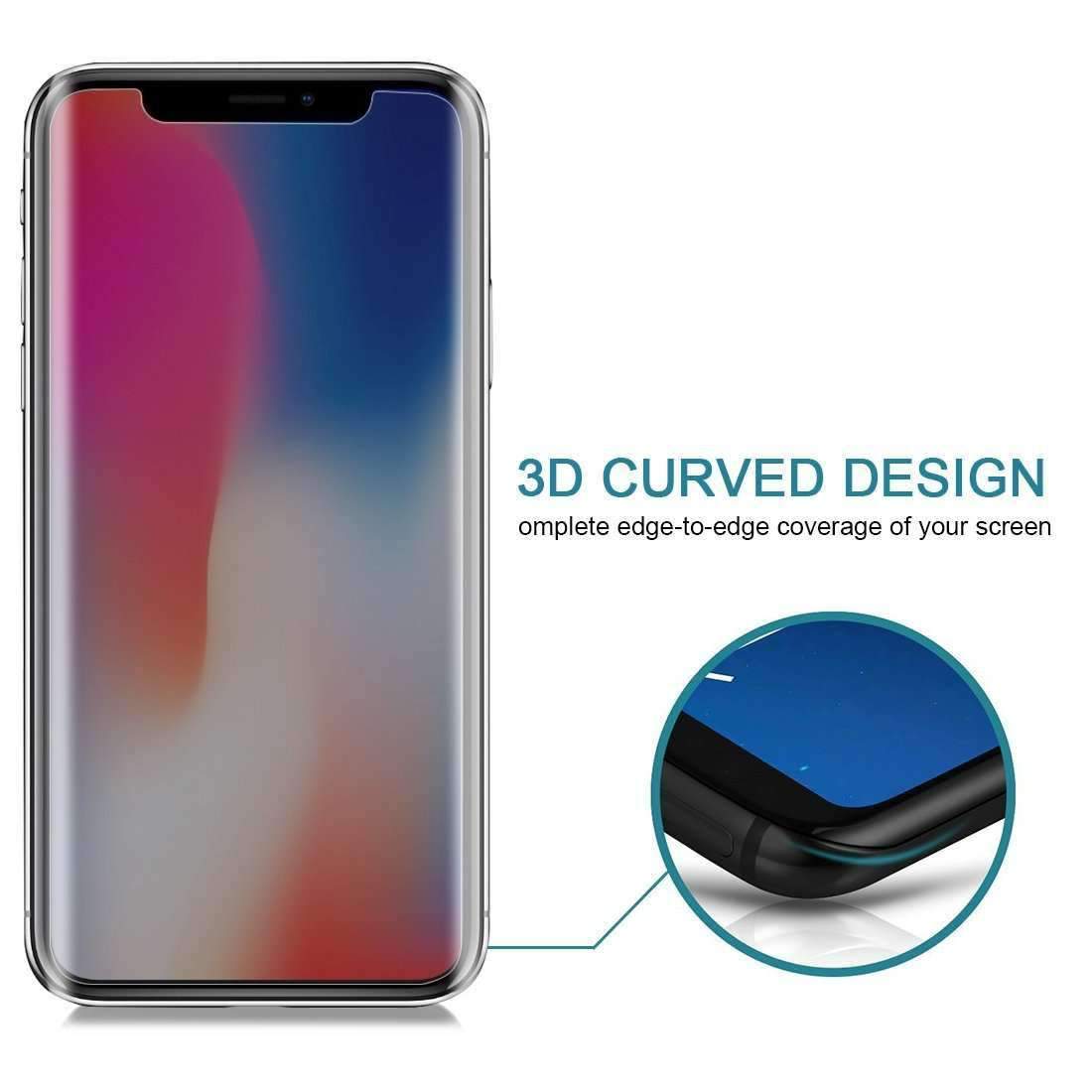 AMZER 9H Case Friendly Privacy 3D Tempered Glass Screen Protector for iPhone Xs, showcasing its sleek design and protective features.